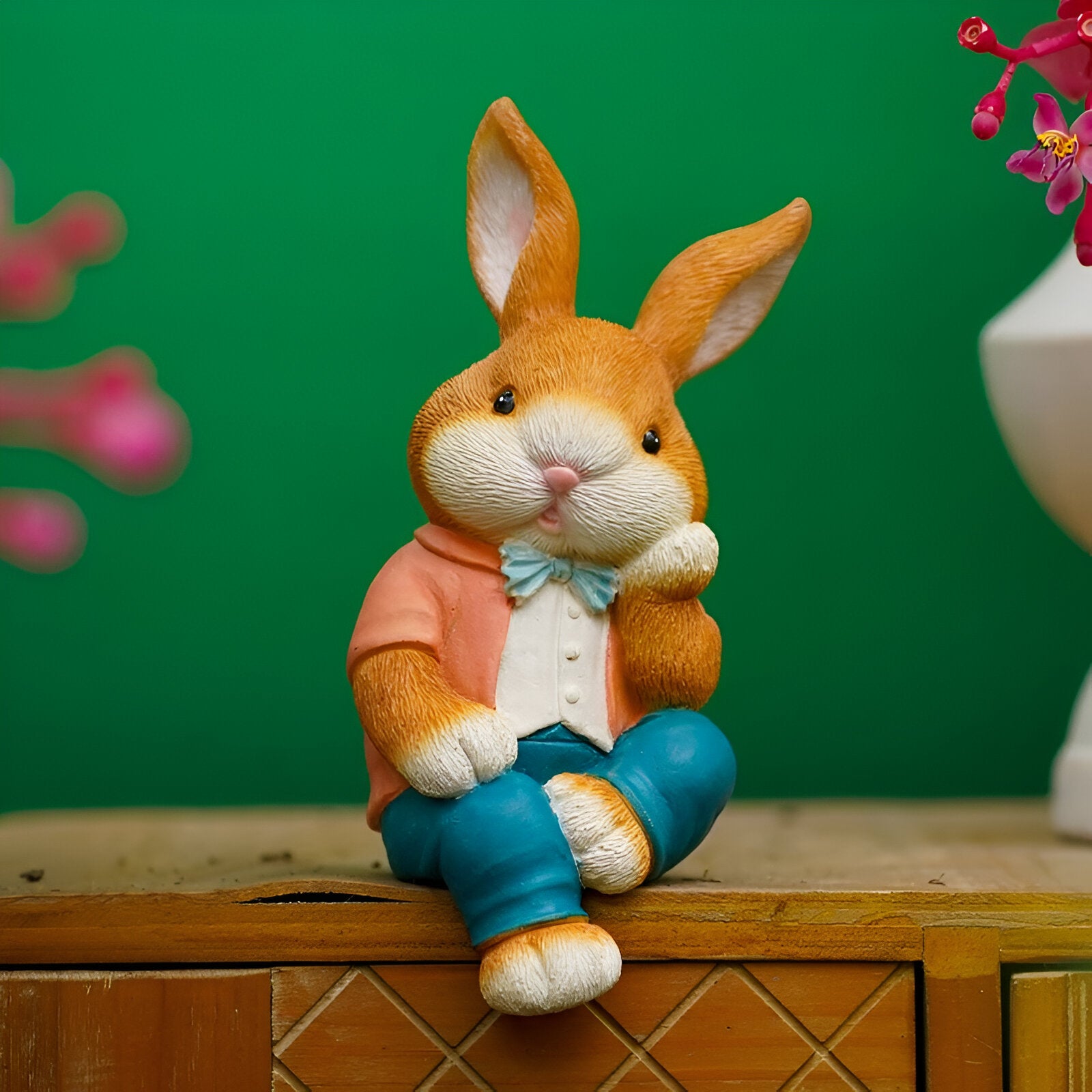 RabbitWhimsy Ornament – Desktop sitzende Cartoon-Kaninchen-Ornamente