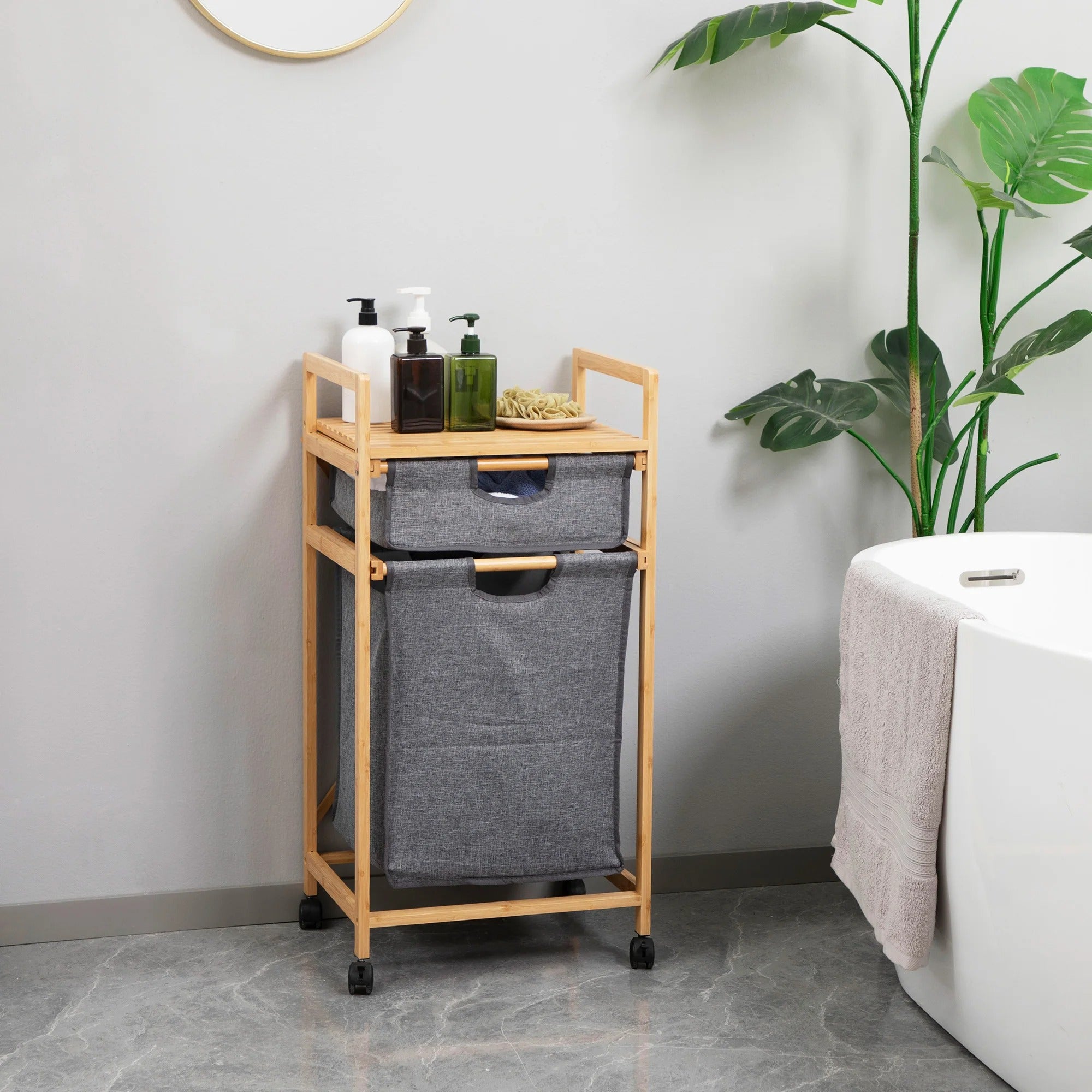 BambooEase Korb – Abnehmbarer Bambus-Wäschekorb