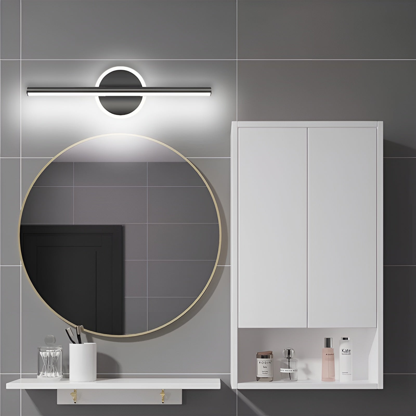 LED-Wandleuchte mit Spiegelfront – Schwarzgold Minimalistisch | Ideal für Schlafzimmer, Flur, Wohnzimmer und Innenbeleuchtung