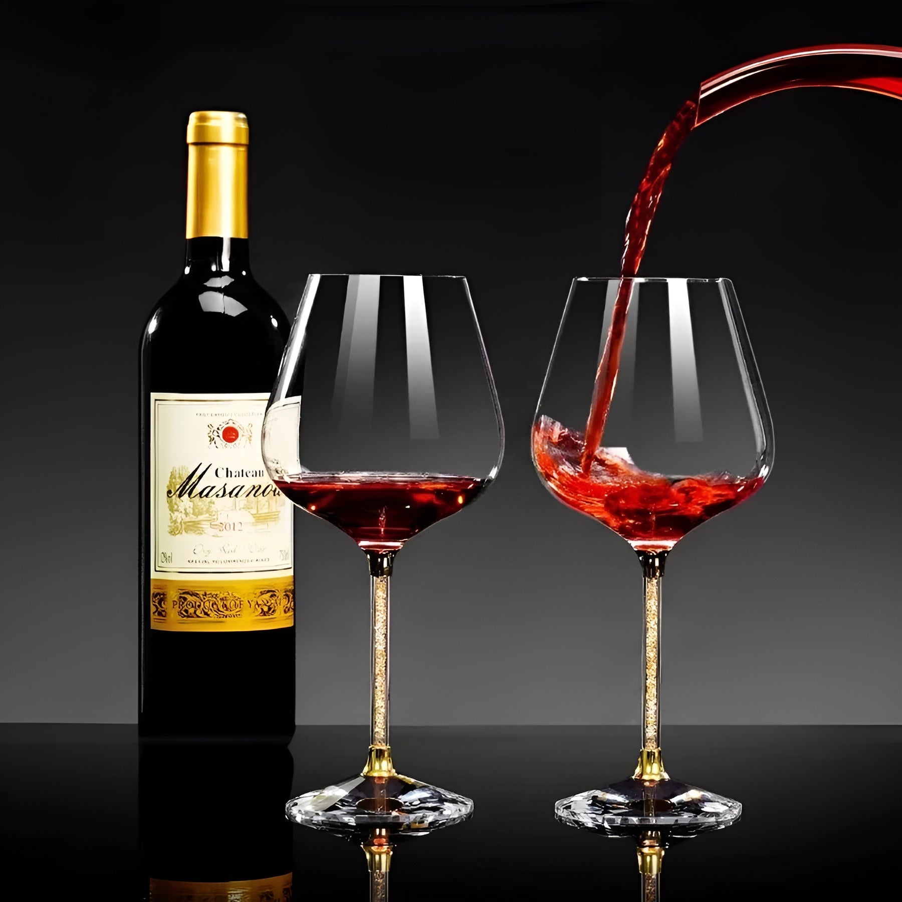 Kristall-Weingläser Set – 2-teilig, Elegant und Luxuriös | Perfekt für Rotwein, Weißwein & Champagner
