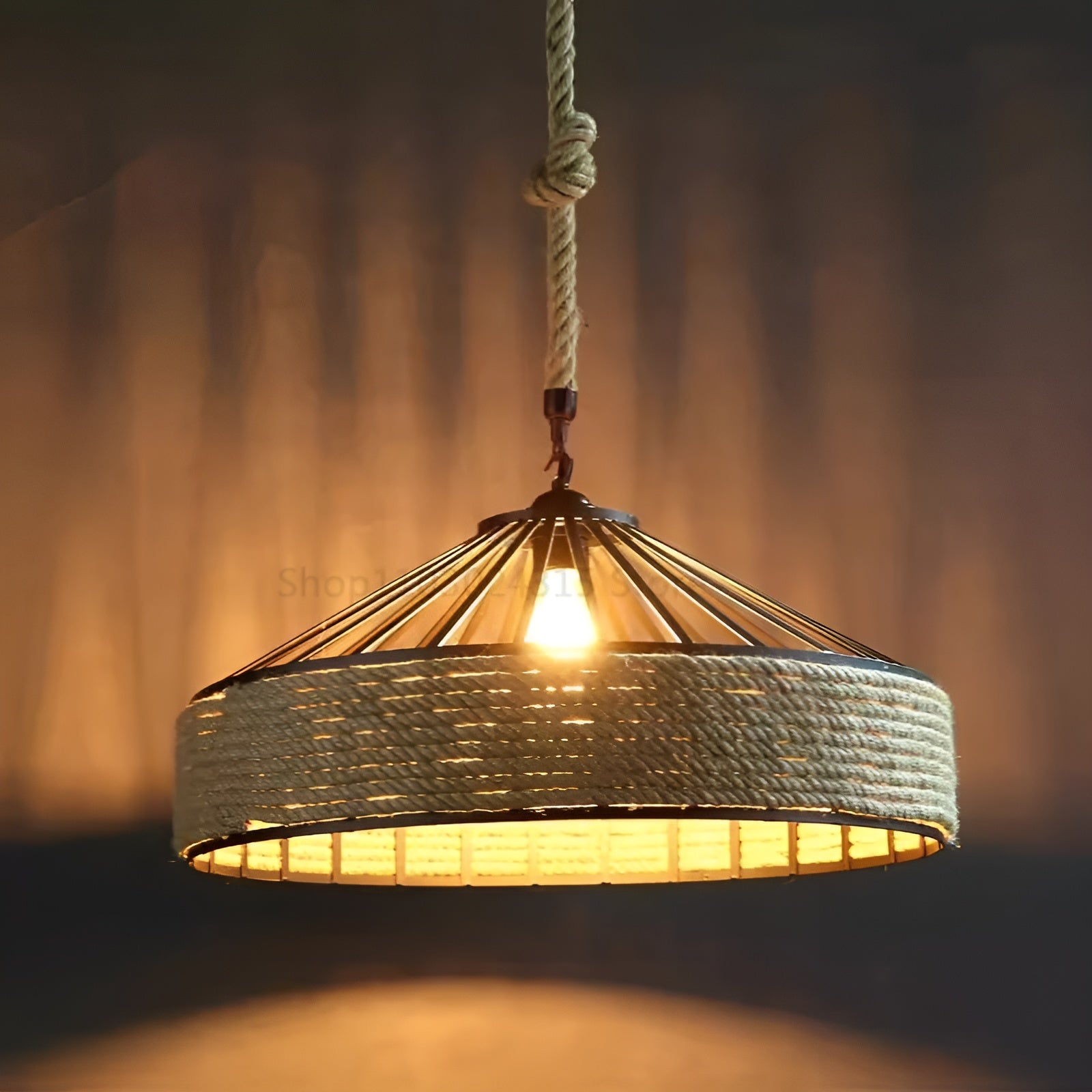 Hängelampe aus Hanfseil – Rustikaler Retro-Charme | Industrielles Eisen für Esszimmer