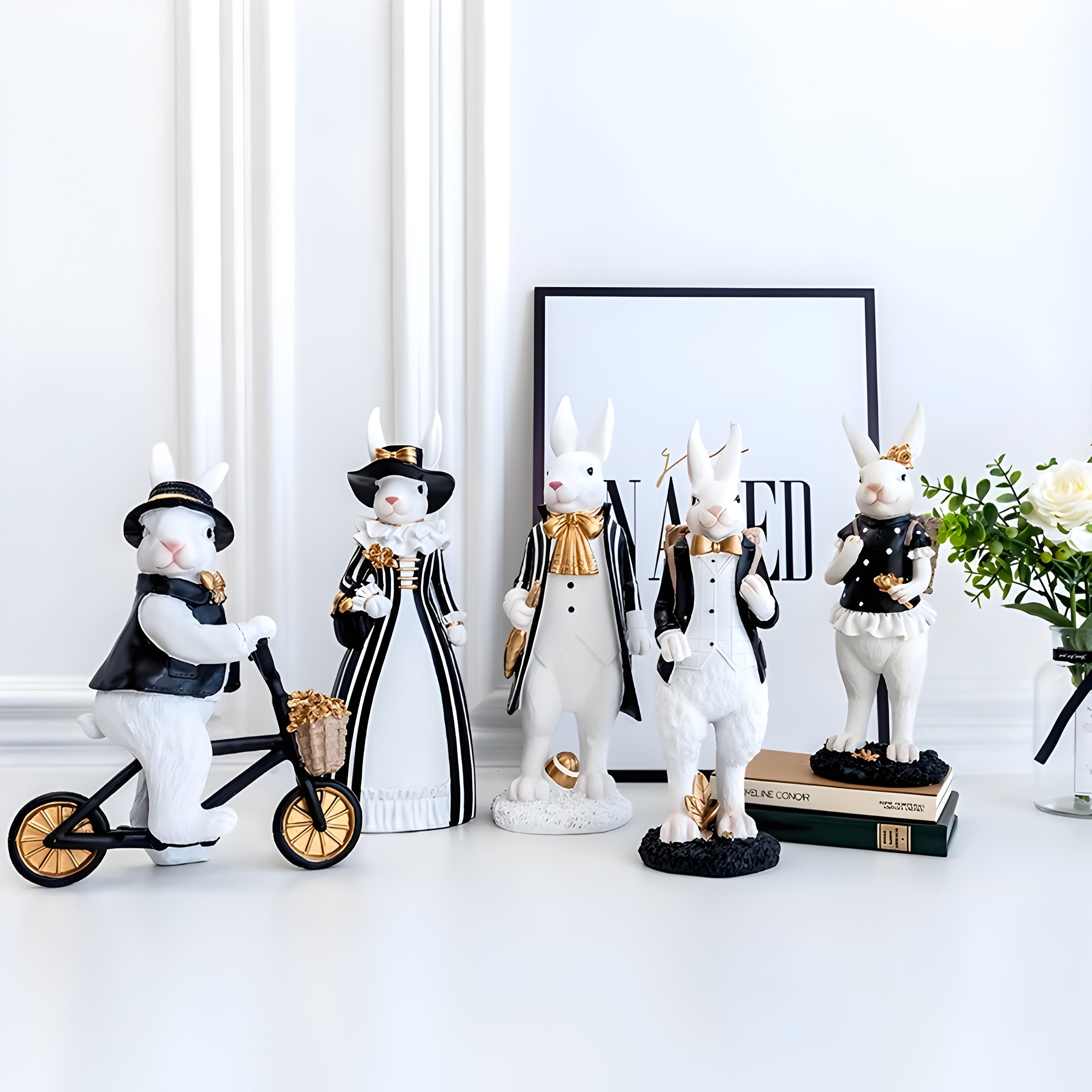 RegalRabbit Decor – Dekorative Pastorale Palast Hasenfamilie Dekoration