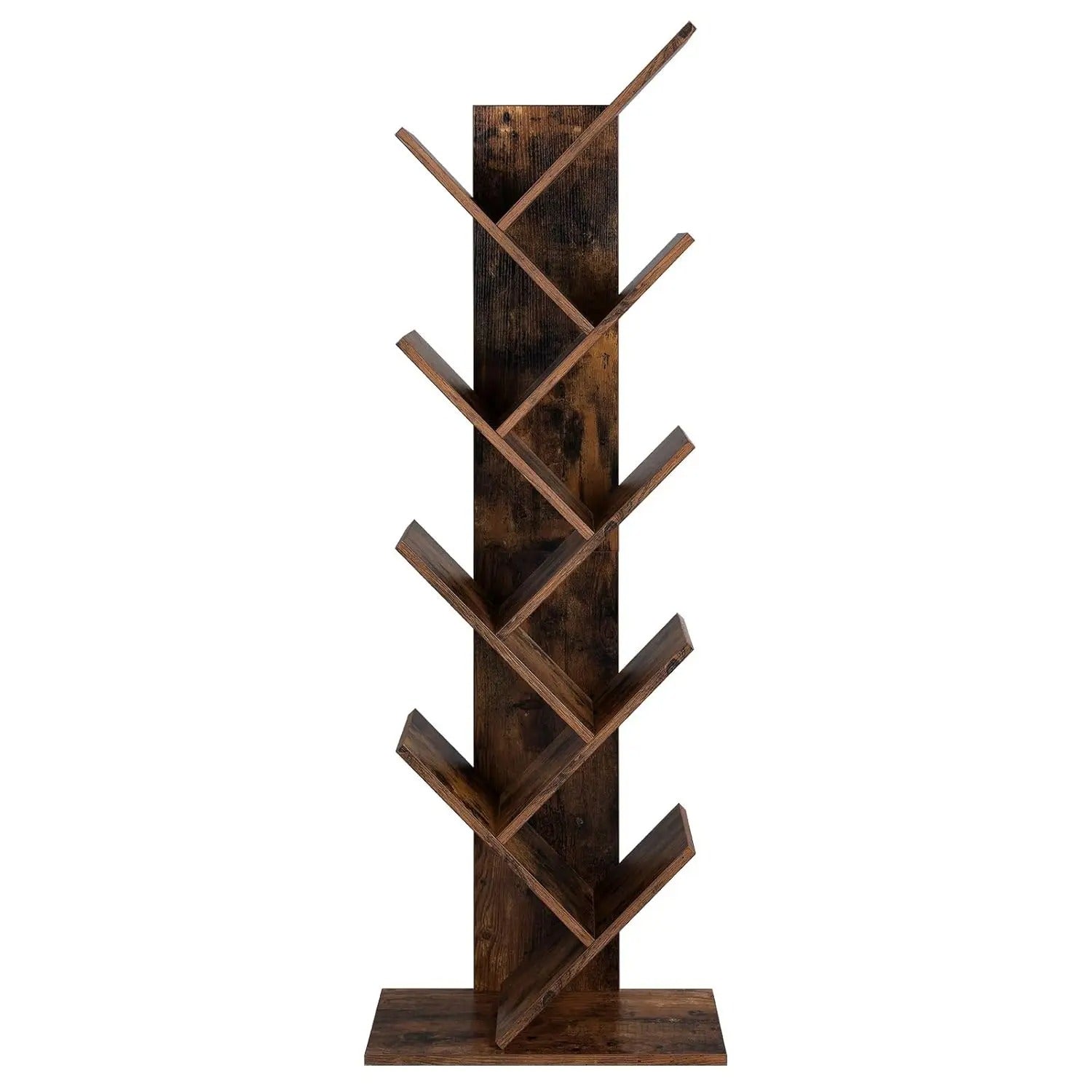 RusticBranch Rack - 8-Stöckiges Holz Bücherregal