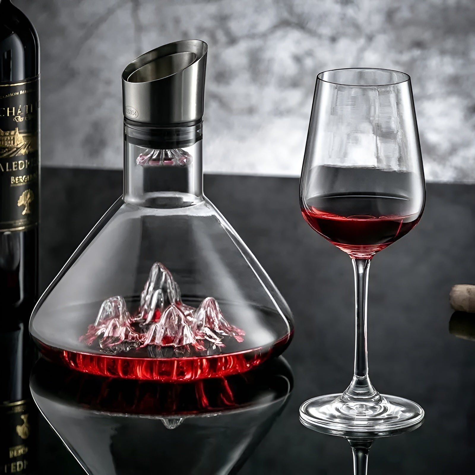 Kristall-Whisky-Wein Dekanter – Handgefertigt und bleifrei | 1500 ml Karaffe für Bar und Zuhause