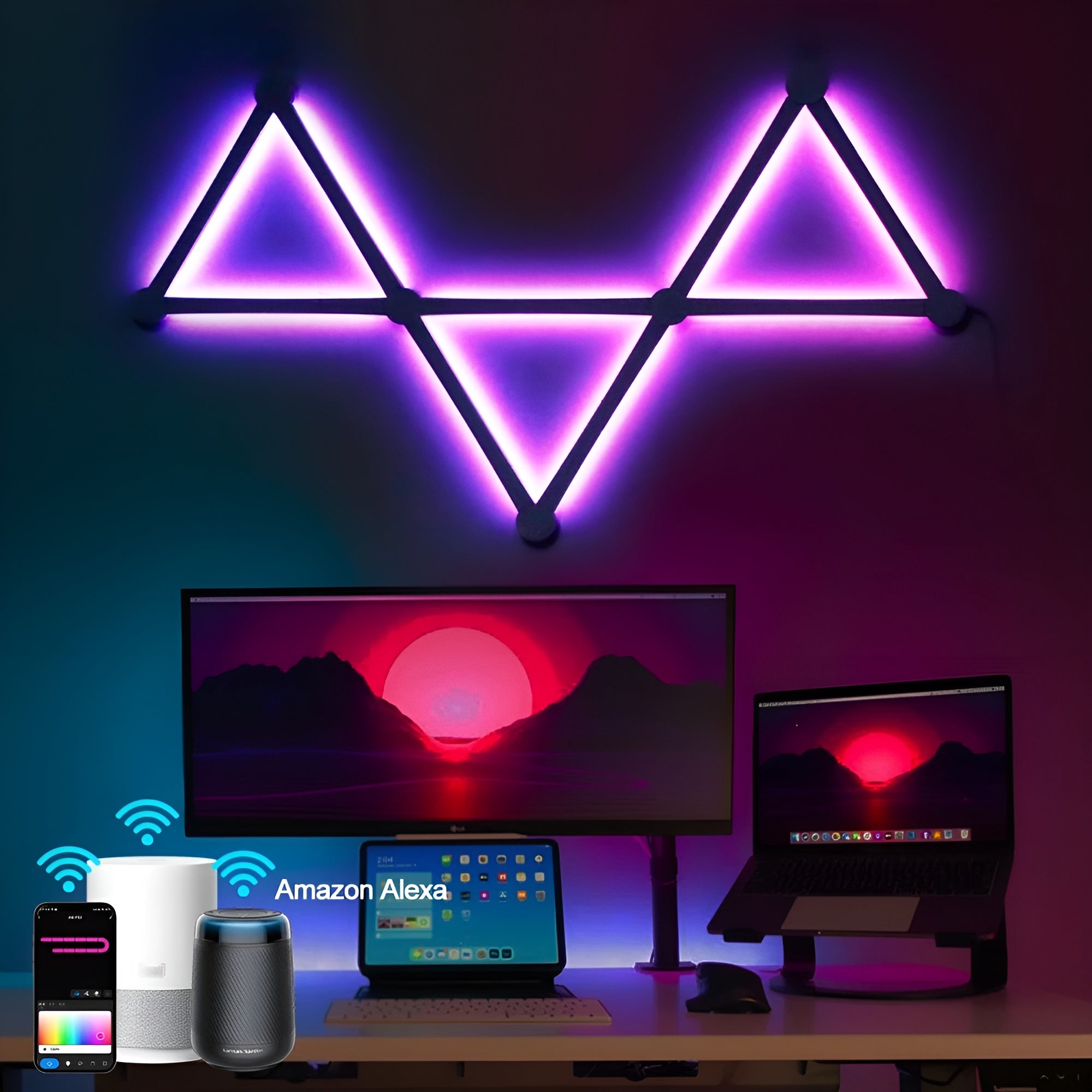 Smarte RGB Wandleuchte – Farbwechsel & Musiksteuerung | Perfekte Ambientebeleuchtung für TV, Schlafzimmer & Gamingraum
