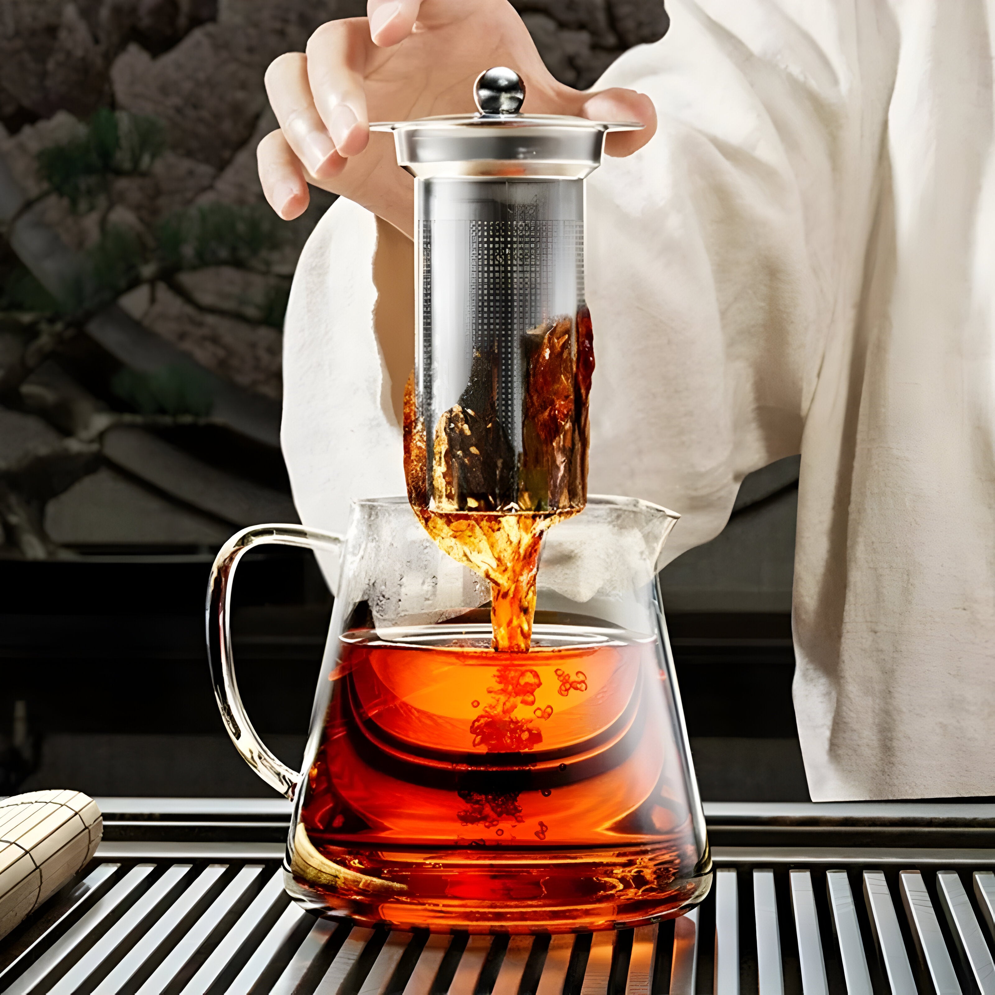 CrystalBrew Cup - Hitzebeständiges Glas mit Edelstahlsieb