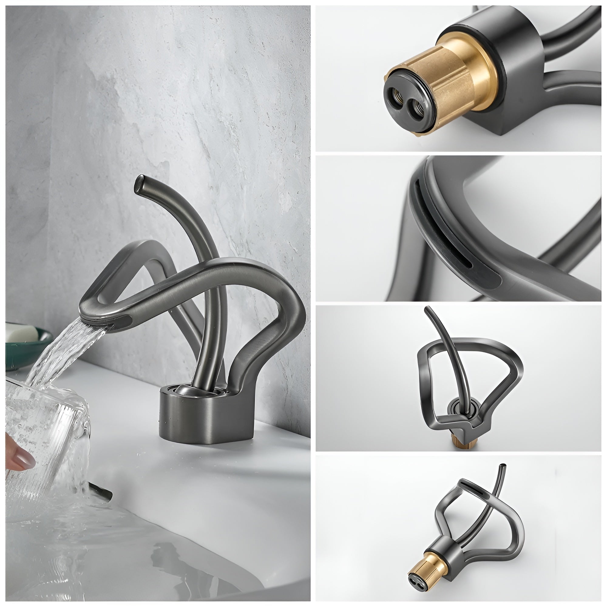 Wasserfall-Waschtischarmatur – Modernes Design mit Sanftem Wasserfluss | Ideal für Bad & Gäste-WC