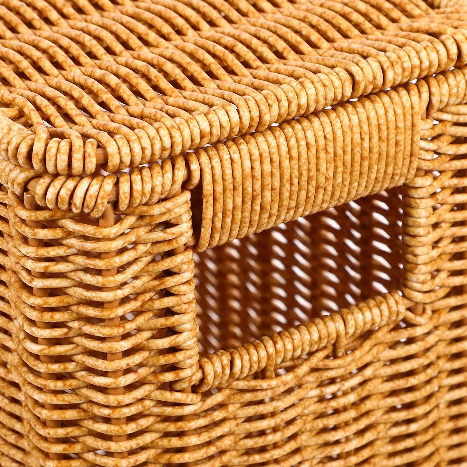 VintageWeave Basket - Rechteckiger Rattankorb mit Deckel