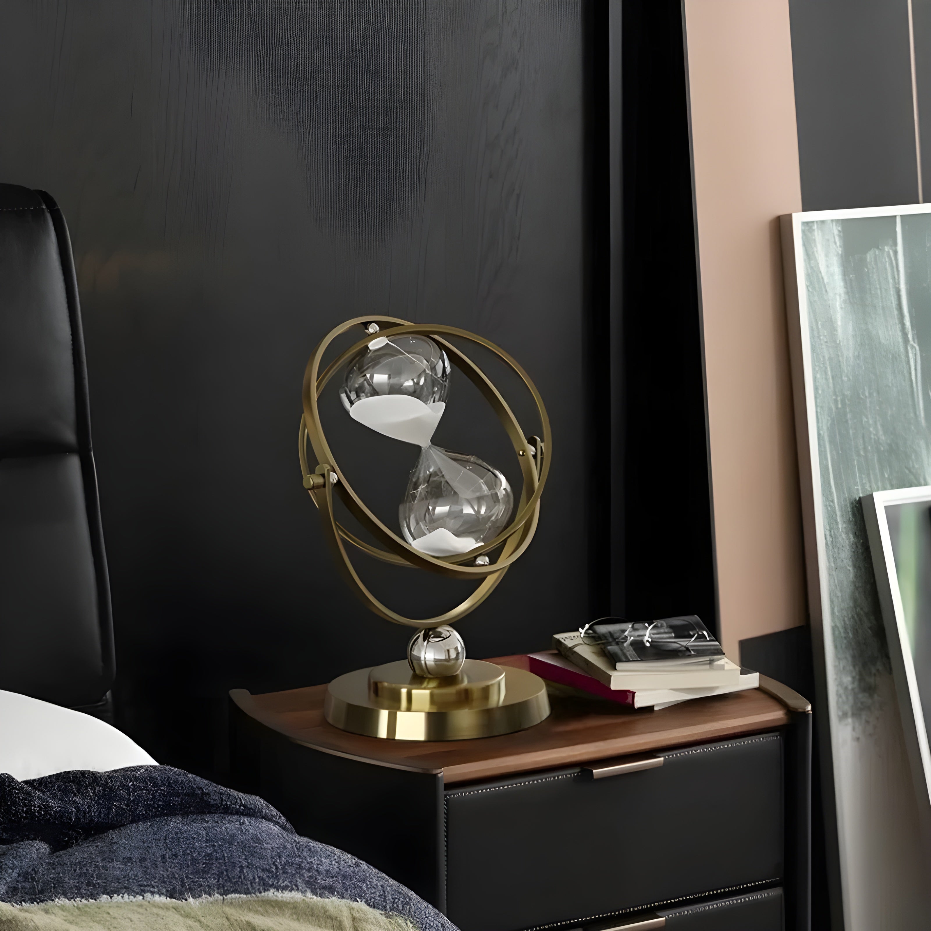 Sanduhr im Globus-Design – Vintage Look, Antikstil für Wohnzimmer oder Büro