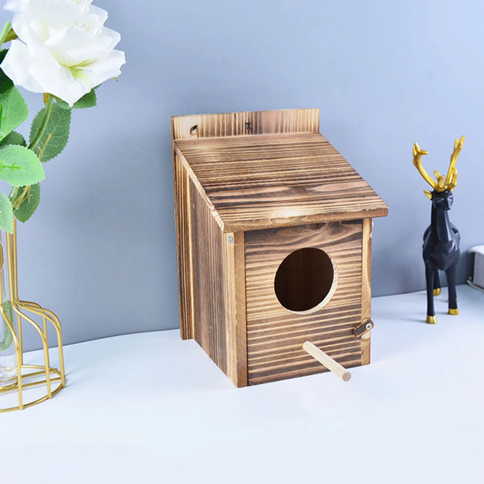 WoodHollow Nest - Wetterfestes Holz hängendes Vogelnest