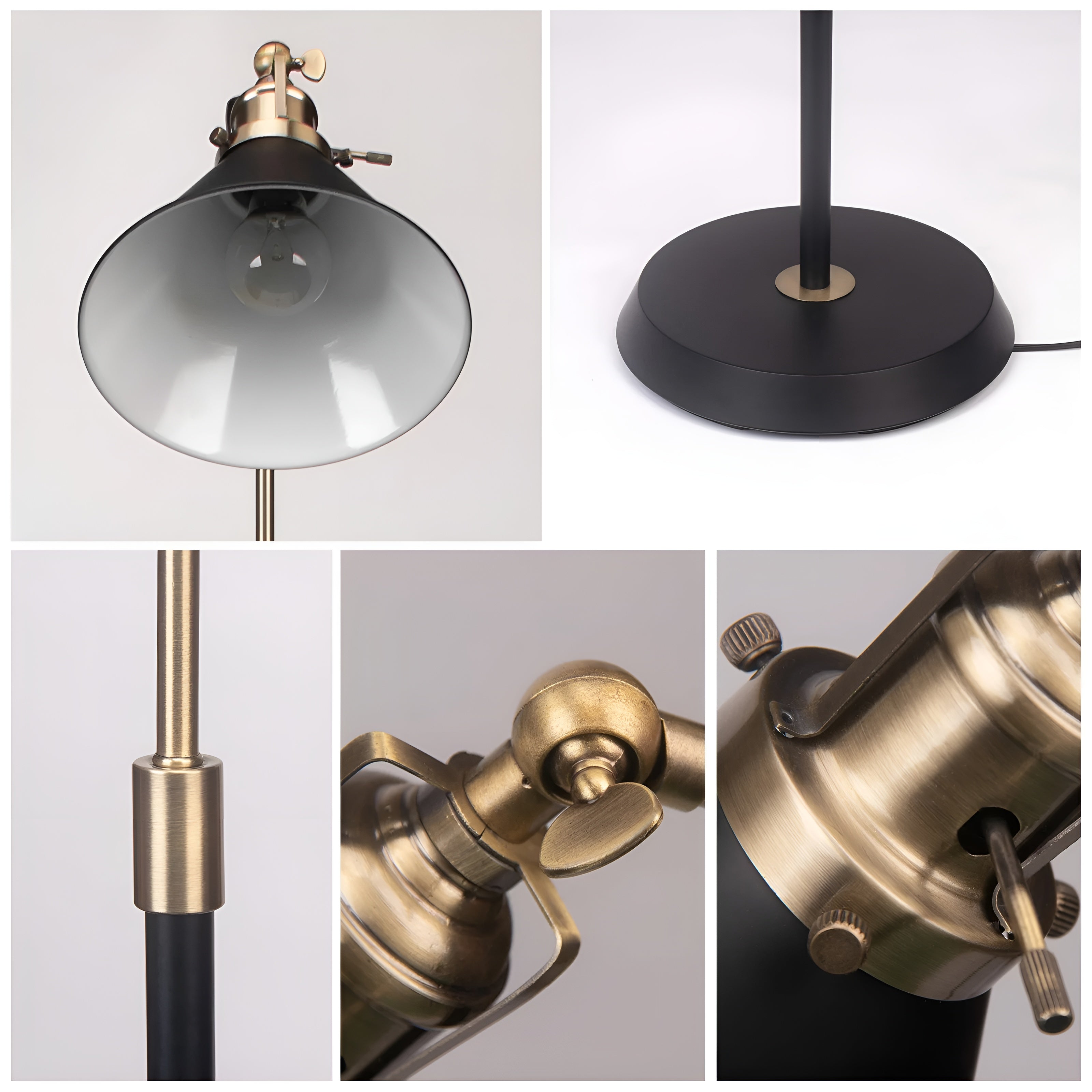 Stehlampe aus Metall – Schwarz mit Goldakzenten | Industriedesign
