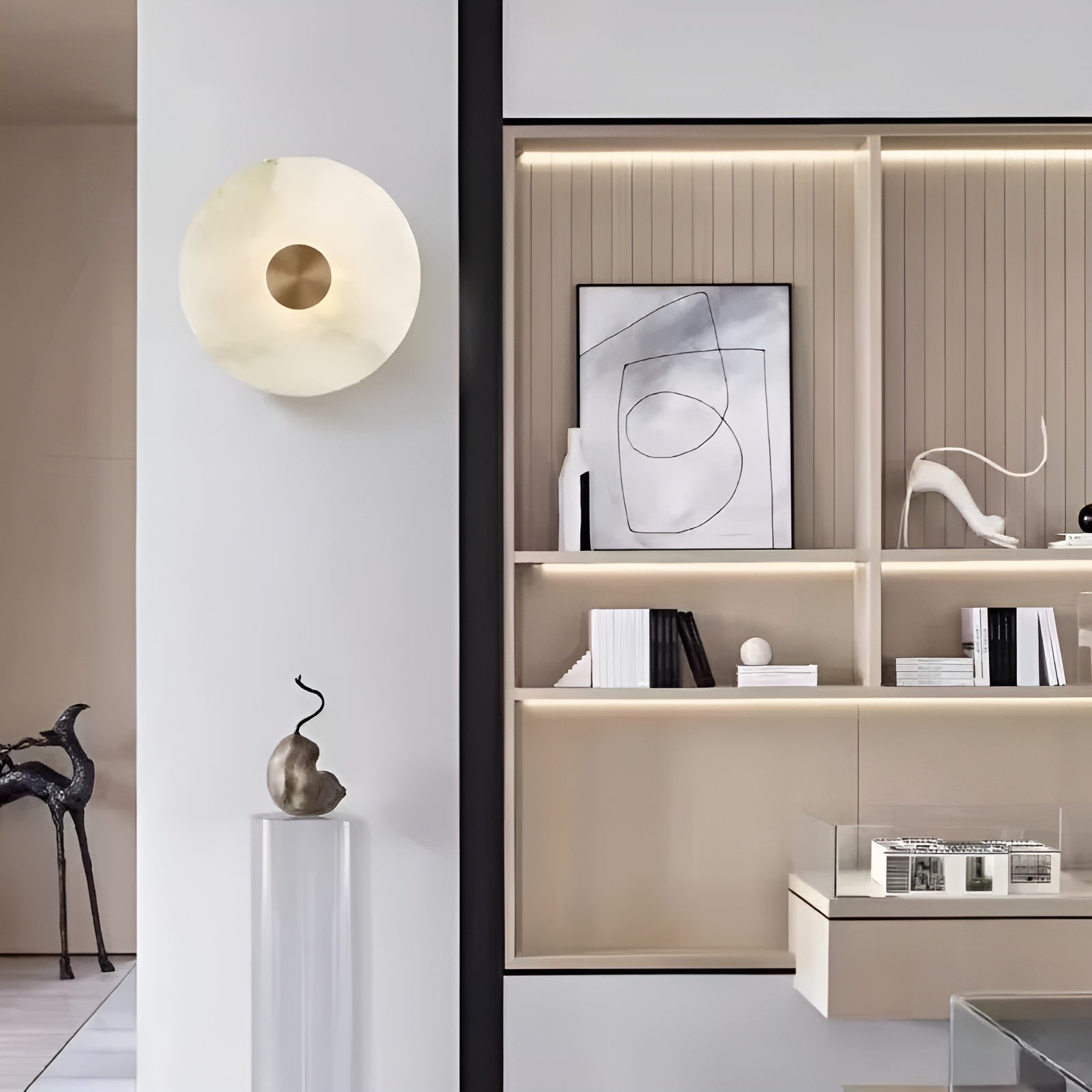 Wandlampe aus Naturmarmor – Elegantes Design mit Messing | Perfekt für Wohnzimmer & Schlafzimmer