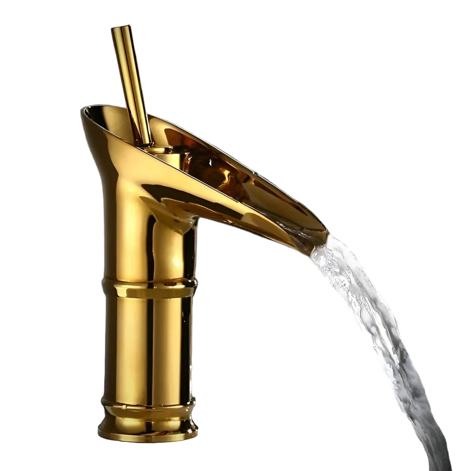 Wasserfall-Waschtischarmatur in Schwarz-Gold – Hochwertig und Elegant | Warm- und Kaltwasser, Antik-Bronze Finish