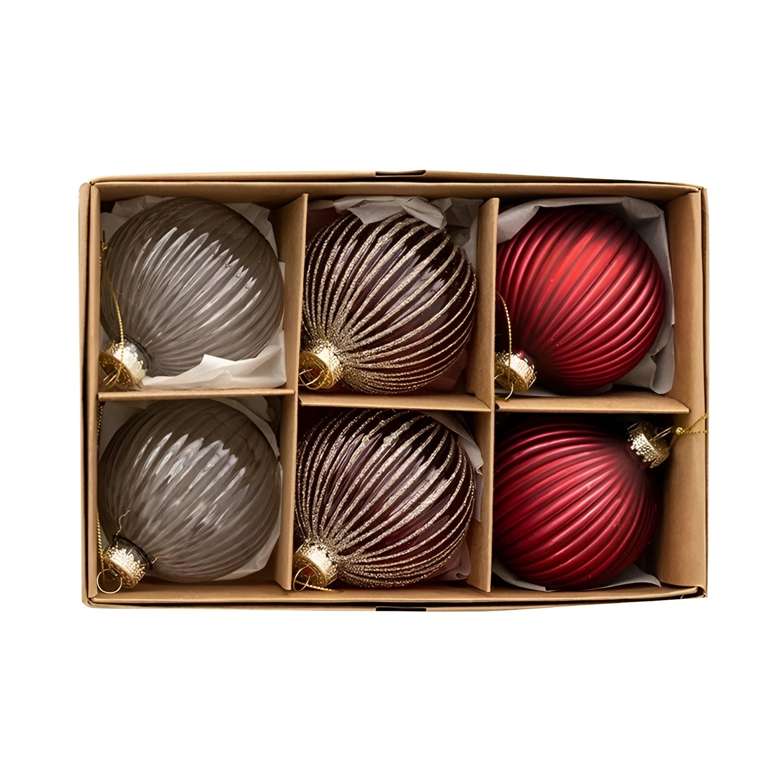 Glas Christbaumkugeln Set (6 Stück) – Elegant und Glänzend | Perfekt für Weihnachtsbaum & Deko