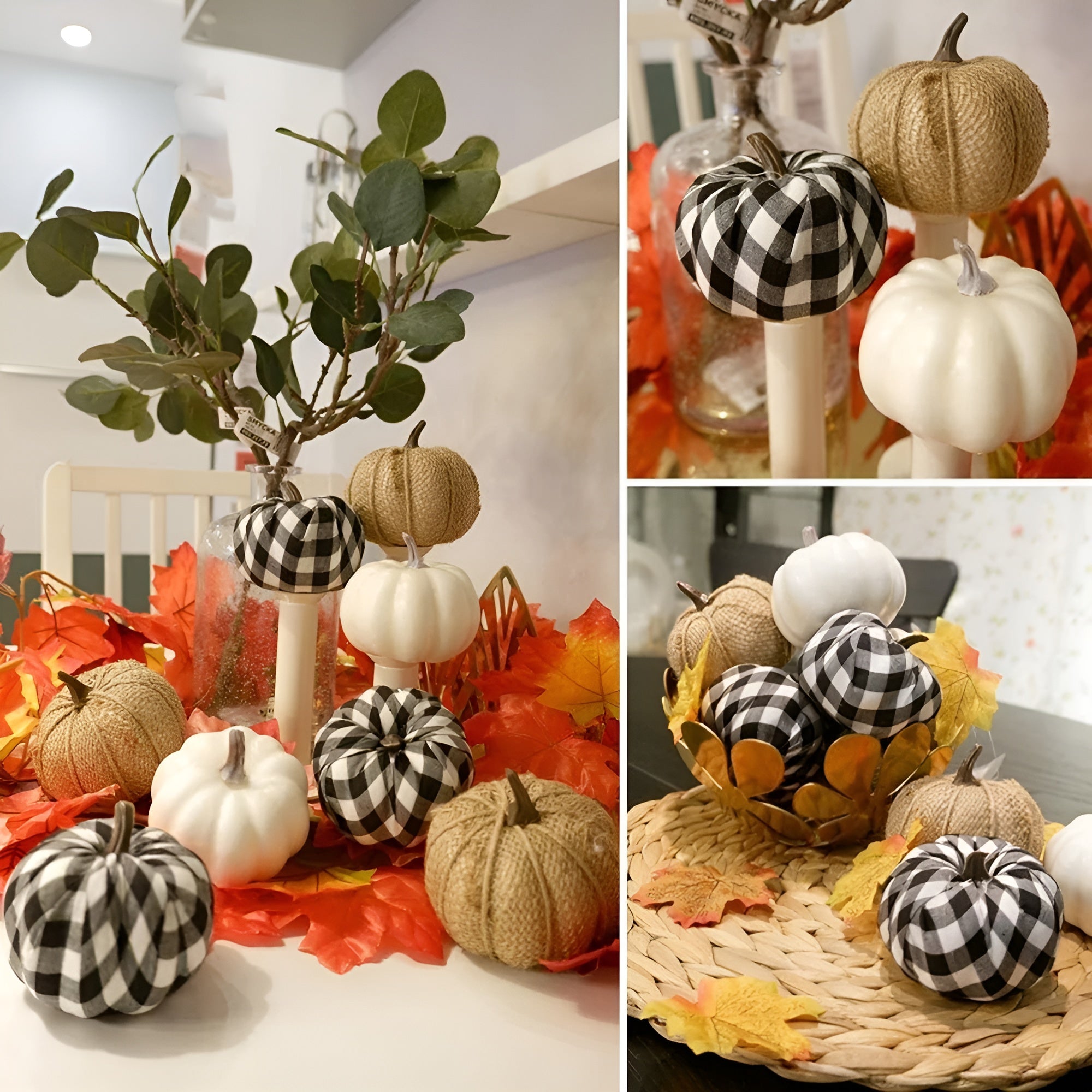 Herbstliche Kürbis-Deko aus Jute – 12 Stück | Ideal für Tisch, Fensterbank & Halloween