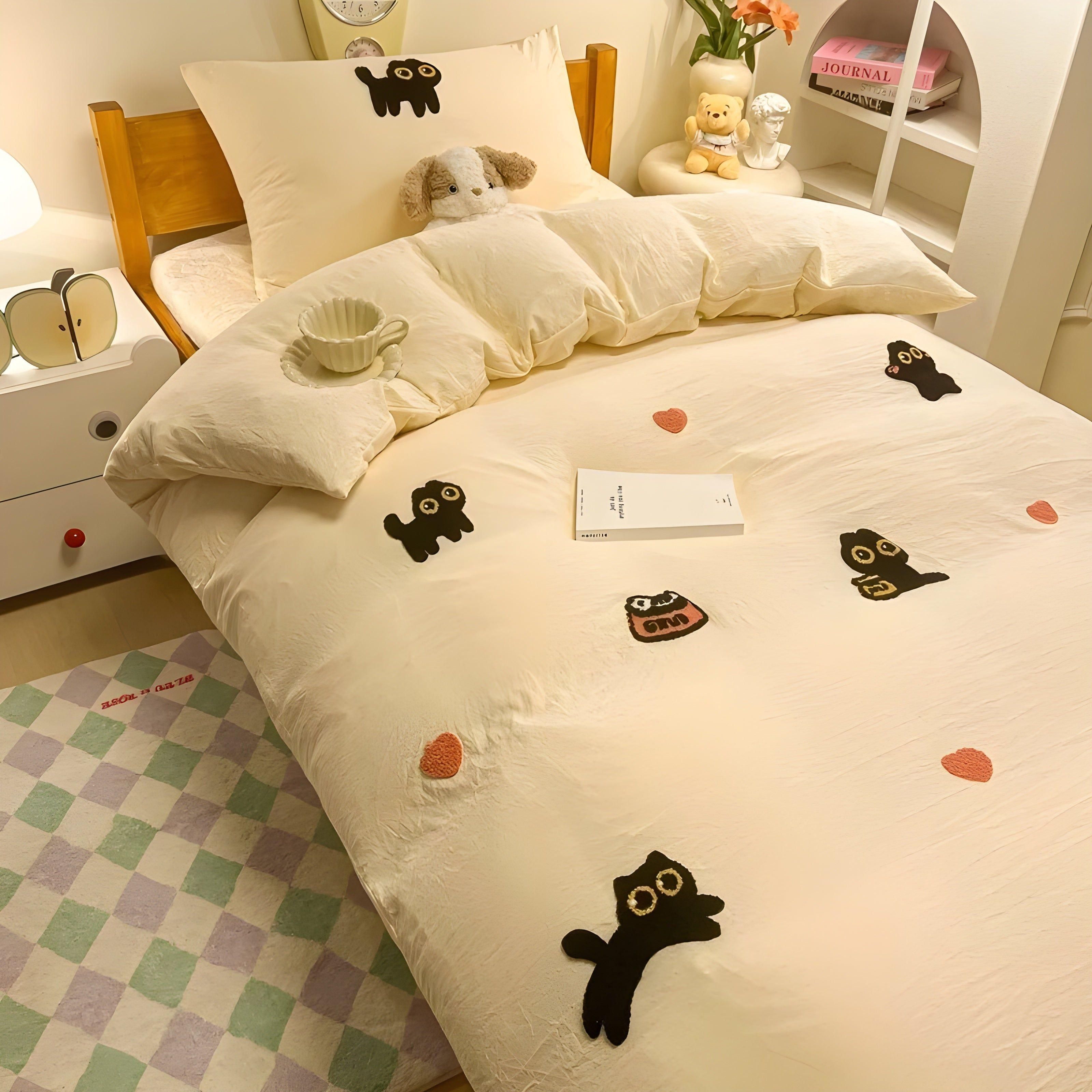 CloudComfort Bedding Set - Bequeme und Hautfreundliche Lucky Cat Bettwäsche