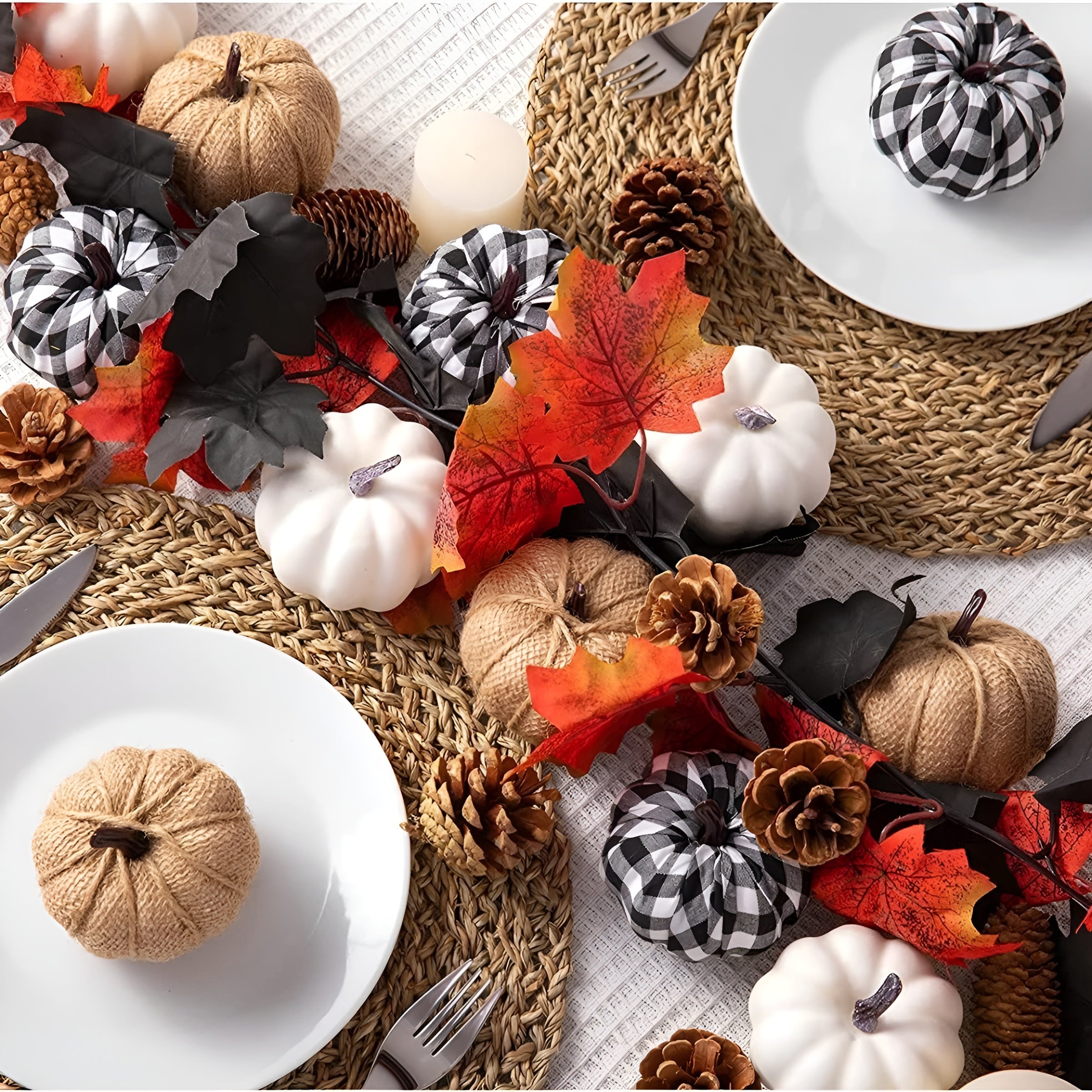 Herbstliche Kürbis-Deko aus Jute – 12 Stück | Ideal für Tisch, Fensterbank & Halloween