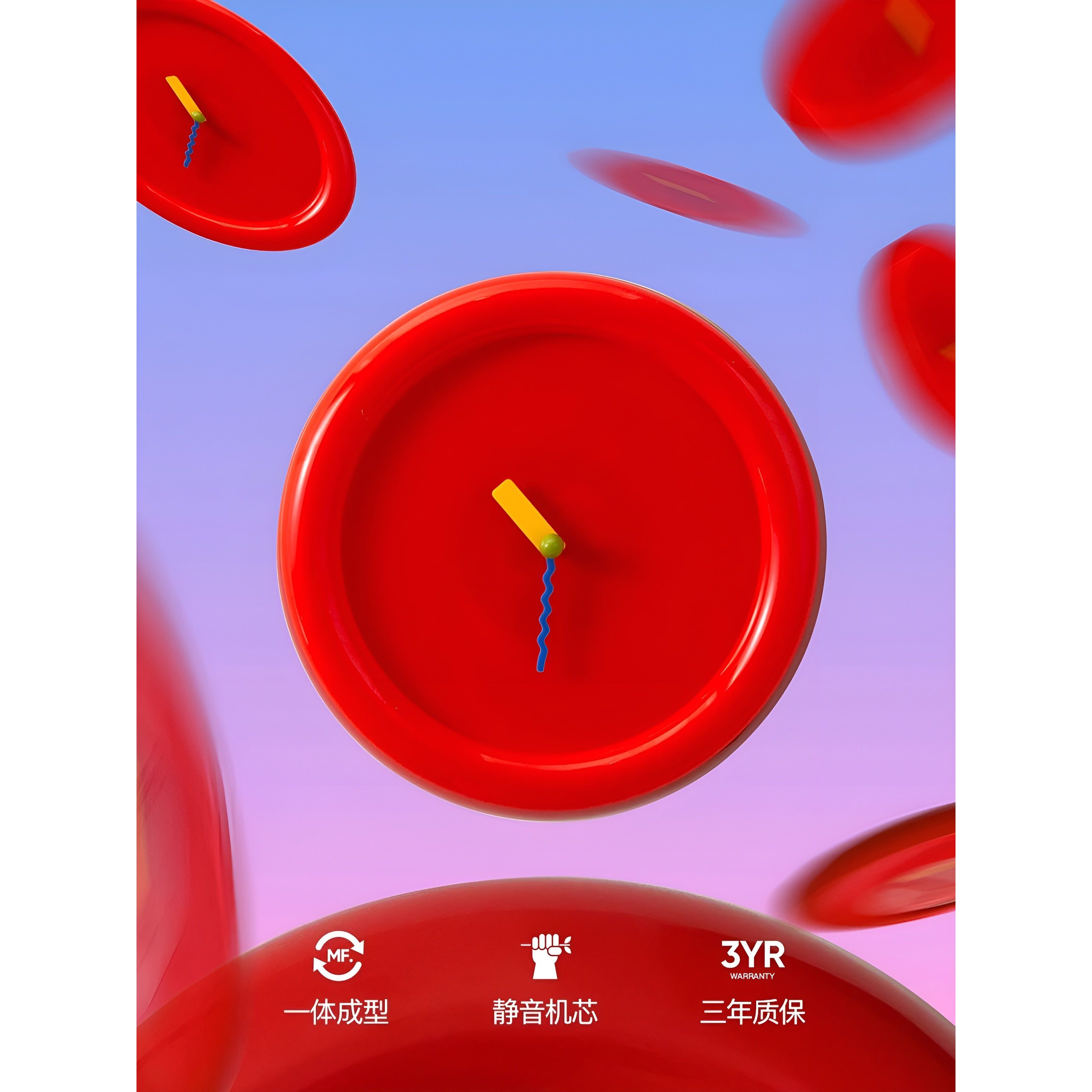 Wanduhr im Memphis Stil – Moderne Dekoratives Design für Wohnzimmer & Büro