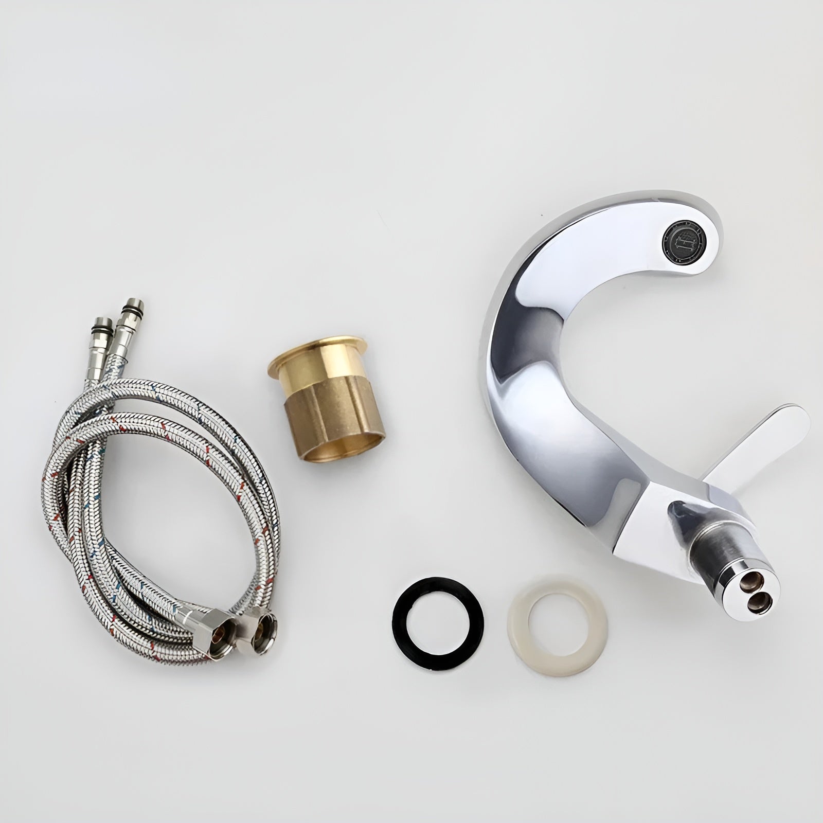 Waschbeckenarmatur mit Wasserfall – Modern und Elegant | Chrom Messing Mischbatterie für Bad Warm- und Kaltwasser