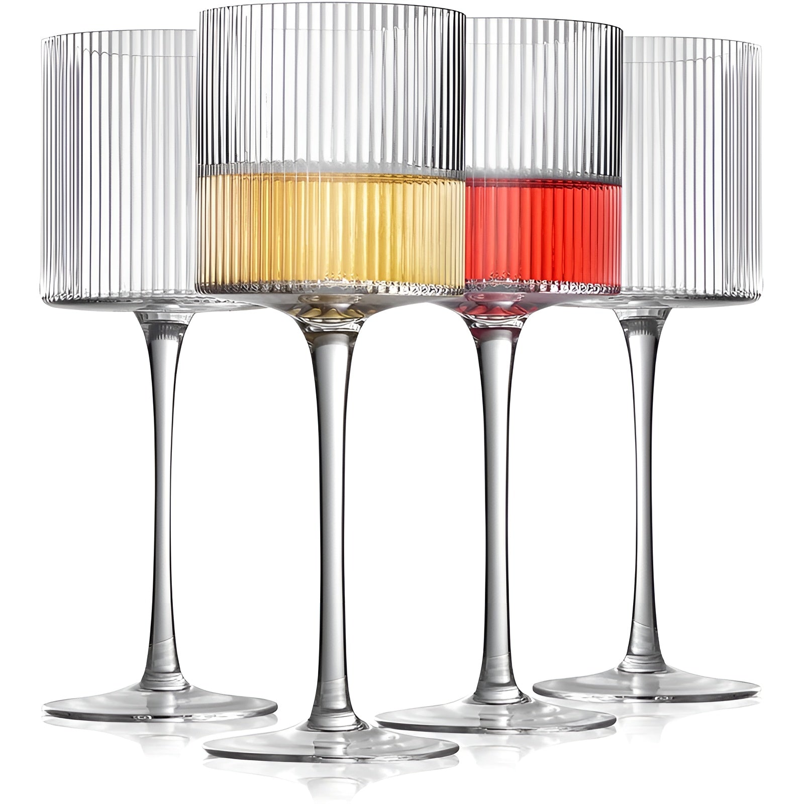 4er-Set Champagnergläser – Elegantes geriffeltes Glas | Stilvoll für Sekt & besondere Anlässe - 4 Stück - Champagnerglas