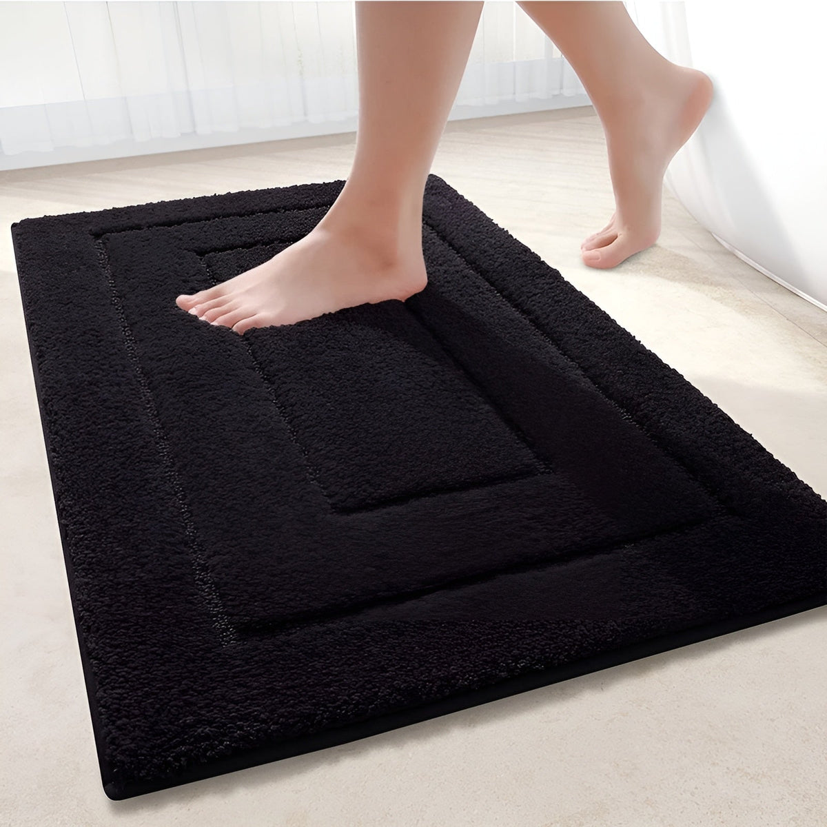 Mikrofaser-Badematte 41x61cm in Schwarz – rutschfest und waschbar