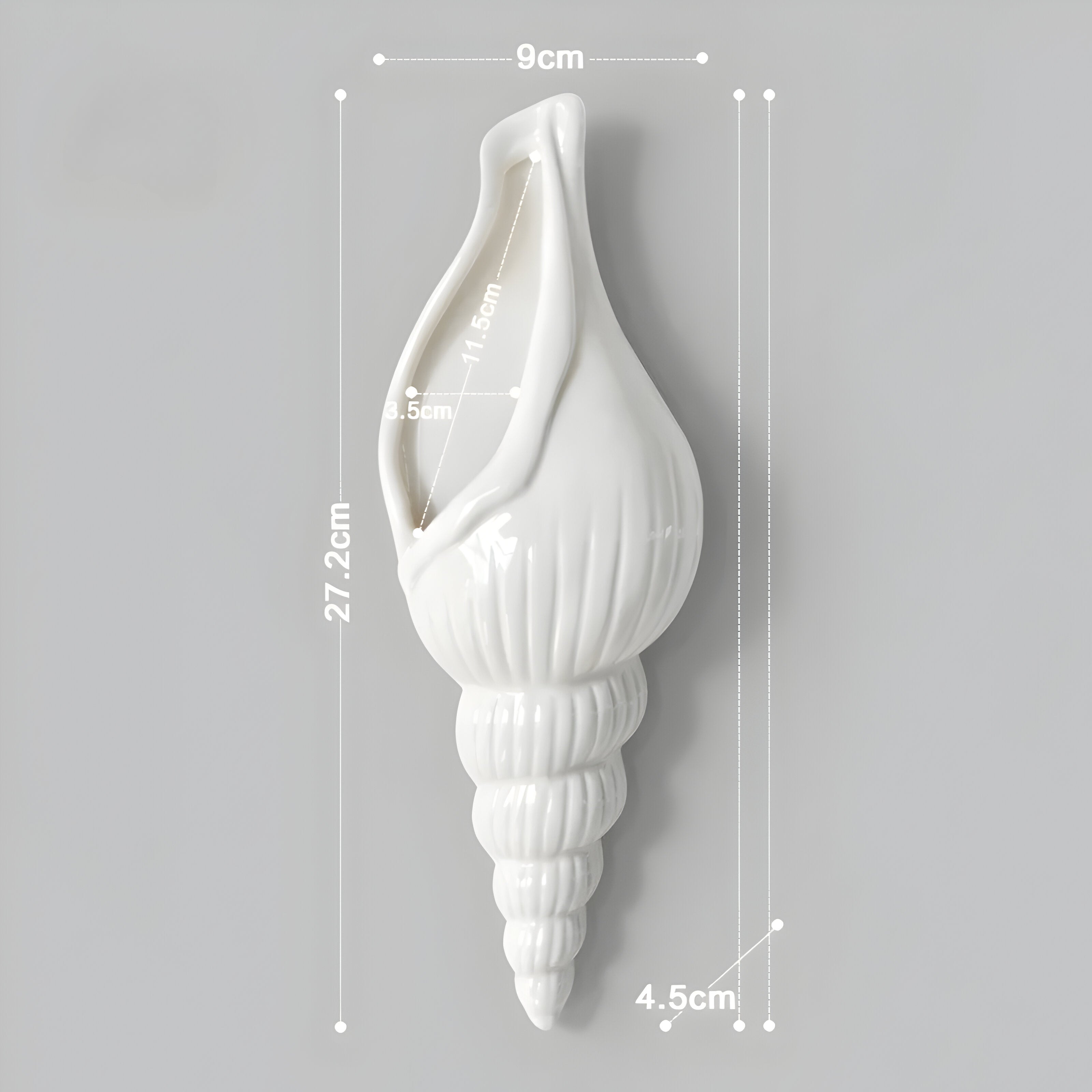 PearlShell Vase - Moderne Weiße Keramik Muschelschale Blumenvase