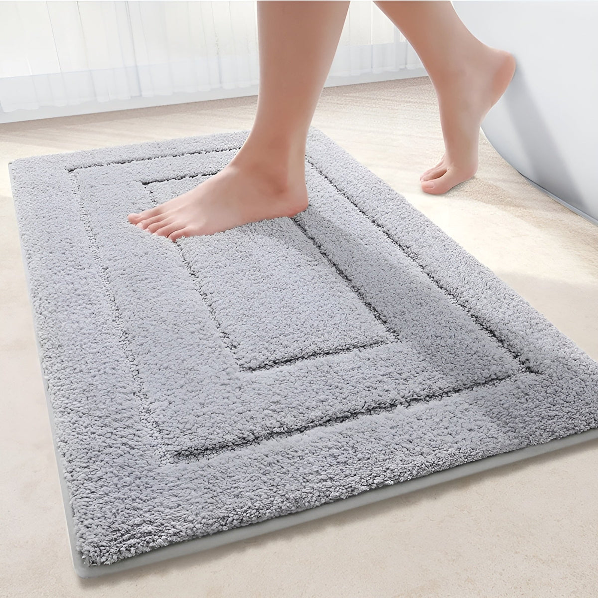 Mikrofaser-Badematte 41x61cm in Hellgrau – rutschfest und waschbar