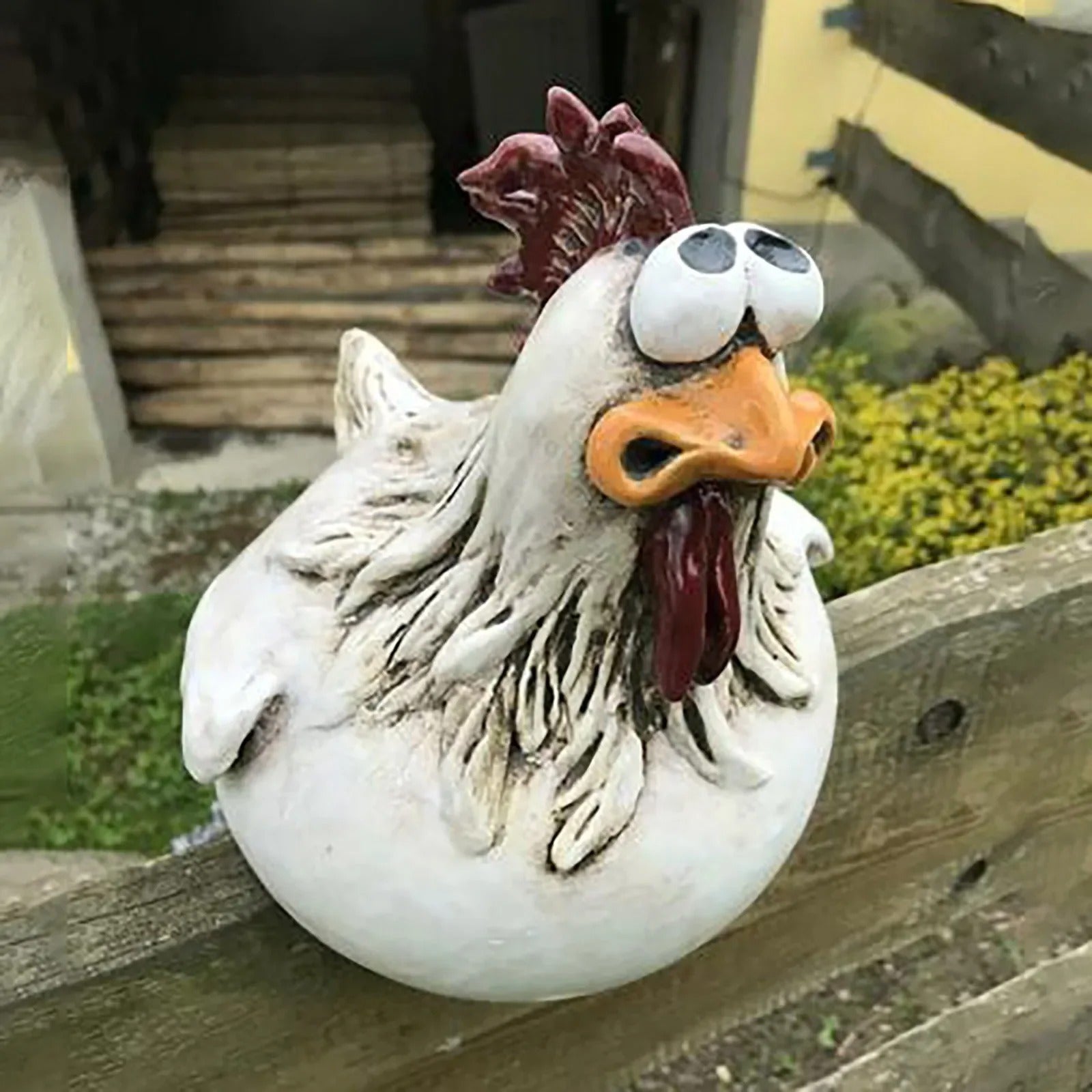 PerchPeck Skulptur – Dekorative Lustige Hühnerzaun-Deko