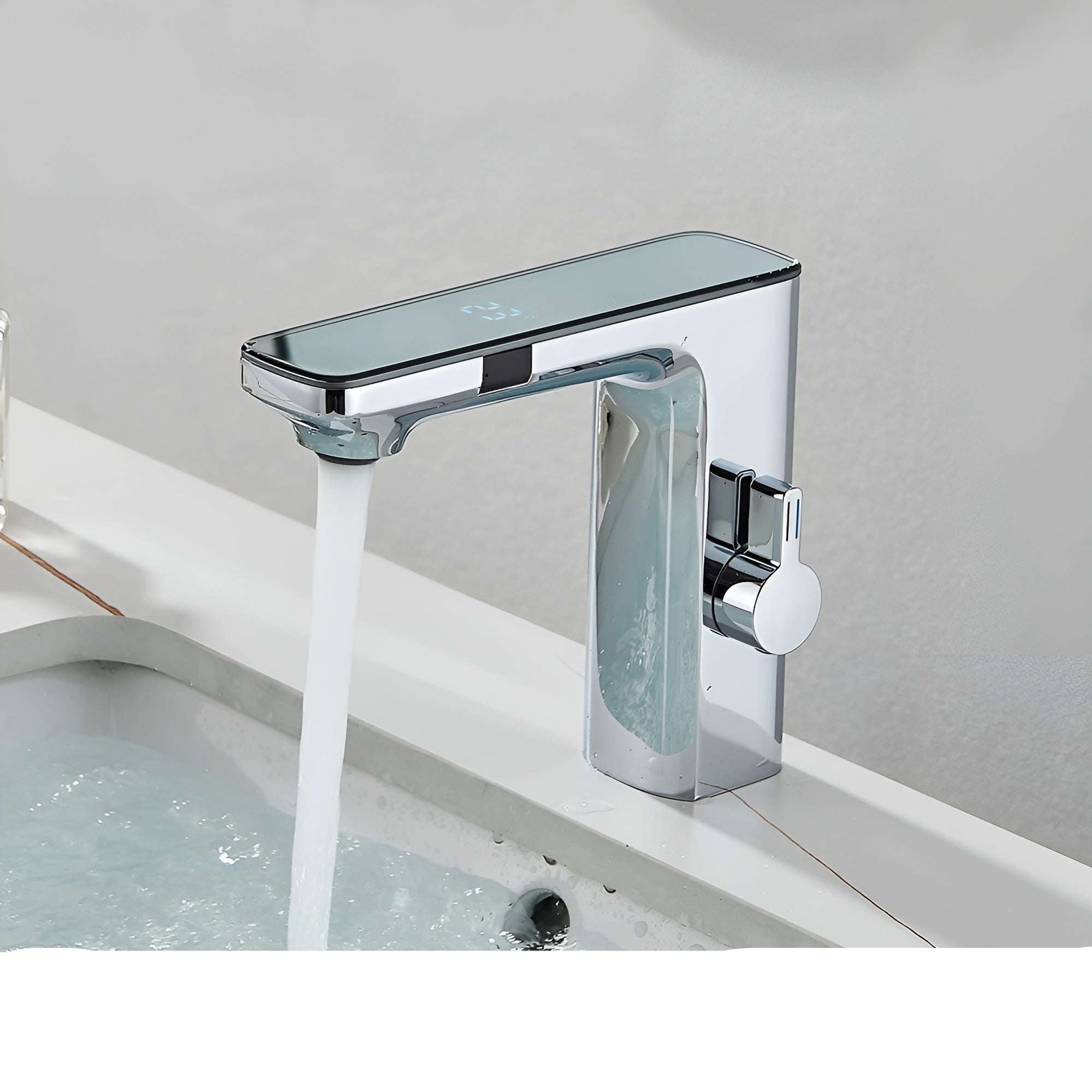 Sensor-Waschbeckenarmatur – Berührungslos & Hygienisch | Mit Digitalanzeige - Verchromter Waschtischarmatur