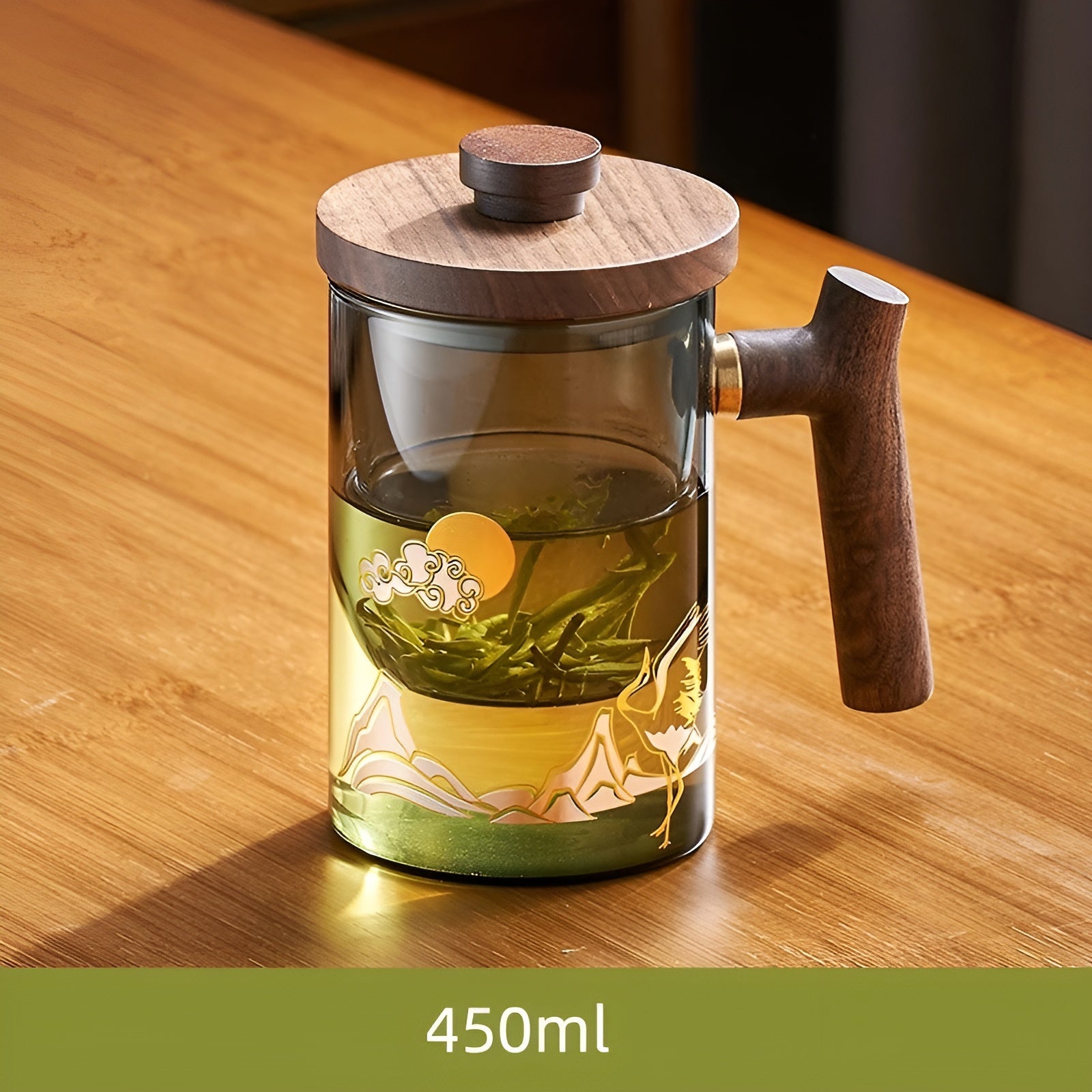 Teetasse aus Glas mit Holzgriff – Hitzebeständig & mit Teesieb | Ideal für Zuhause