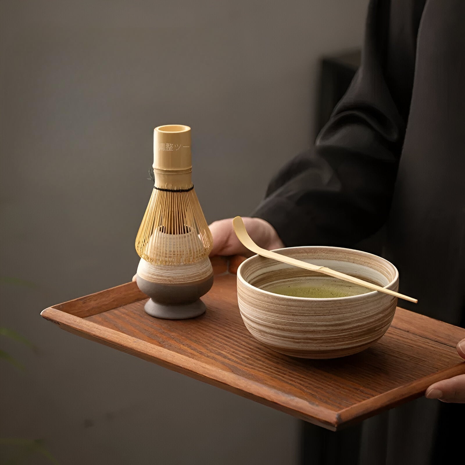 Matcha Tee-Set – 4-teilig mit Bambusbesen | Für traditionelle Teezeremonie - Matcha-Set