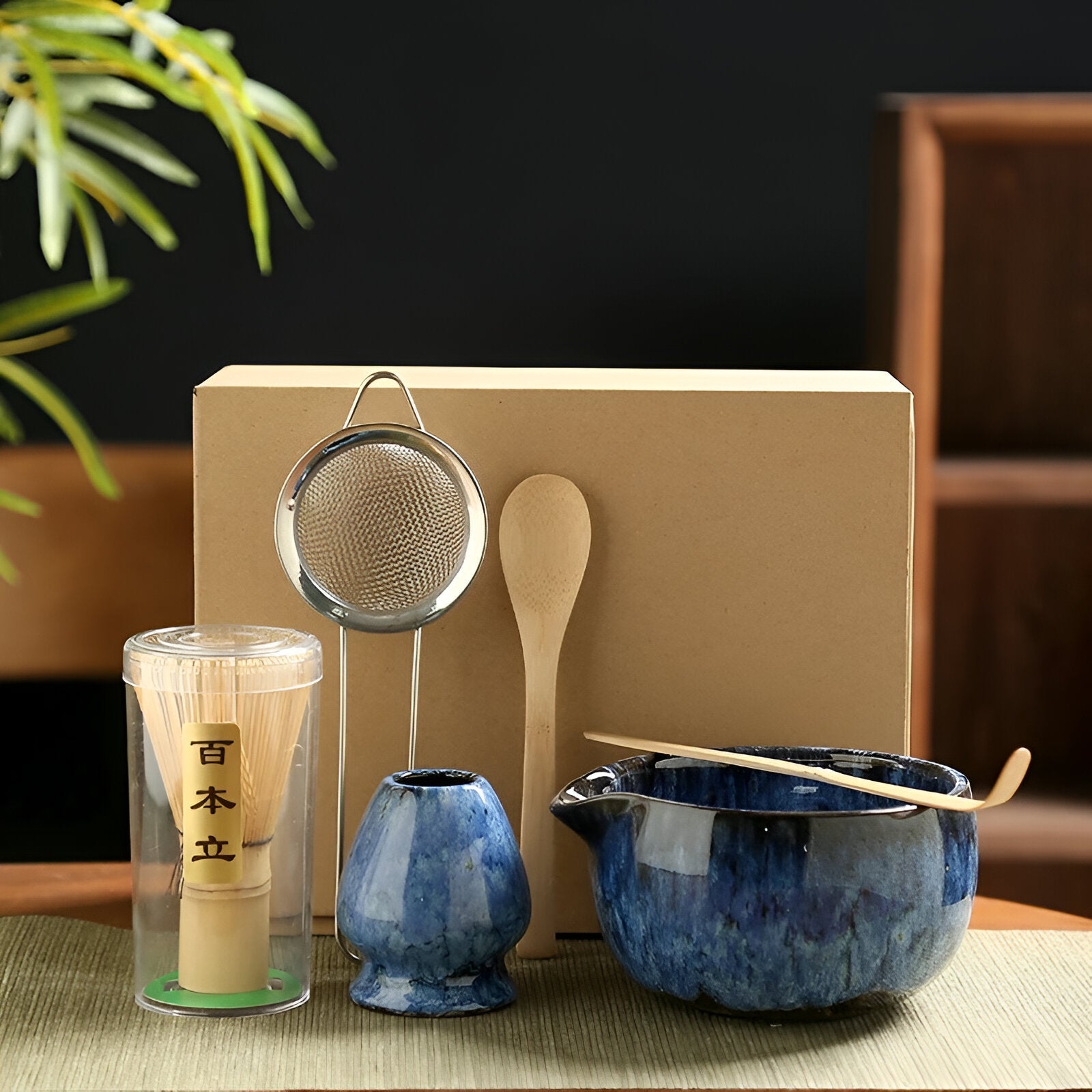 Matcha-Teeset – 6-teiliges Zubehör für die traditionelle Zubereitung | Hochwertig und Authentisch - Blau - Matcha-Set