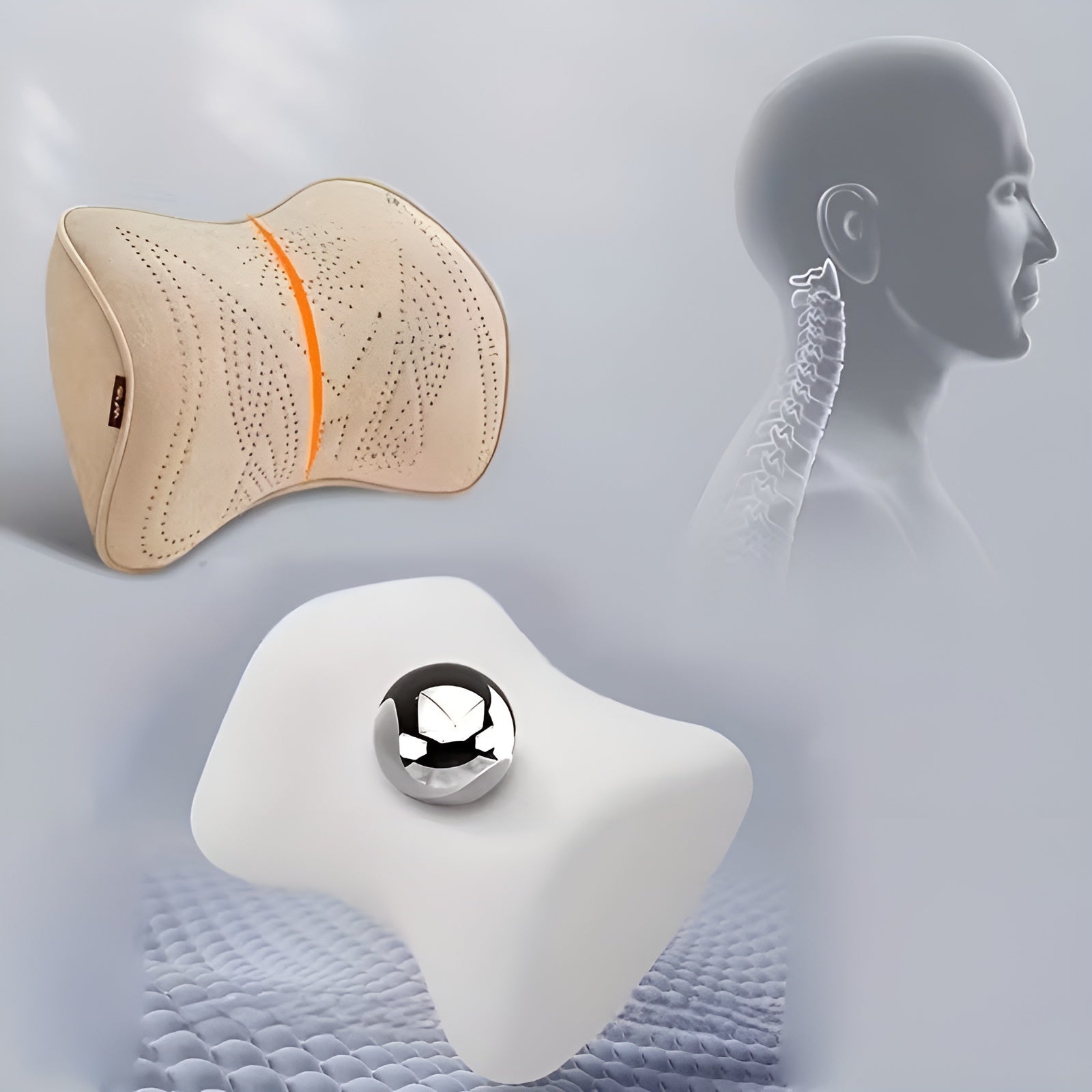 Memory Schaum Kopfstützen & Lendenstützen Set – Weiches Kunstleder | Atmungsaktiv & Hautfreundlich - Nackenkissen