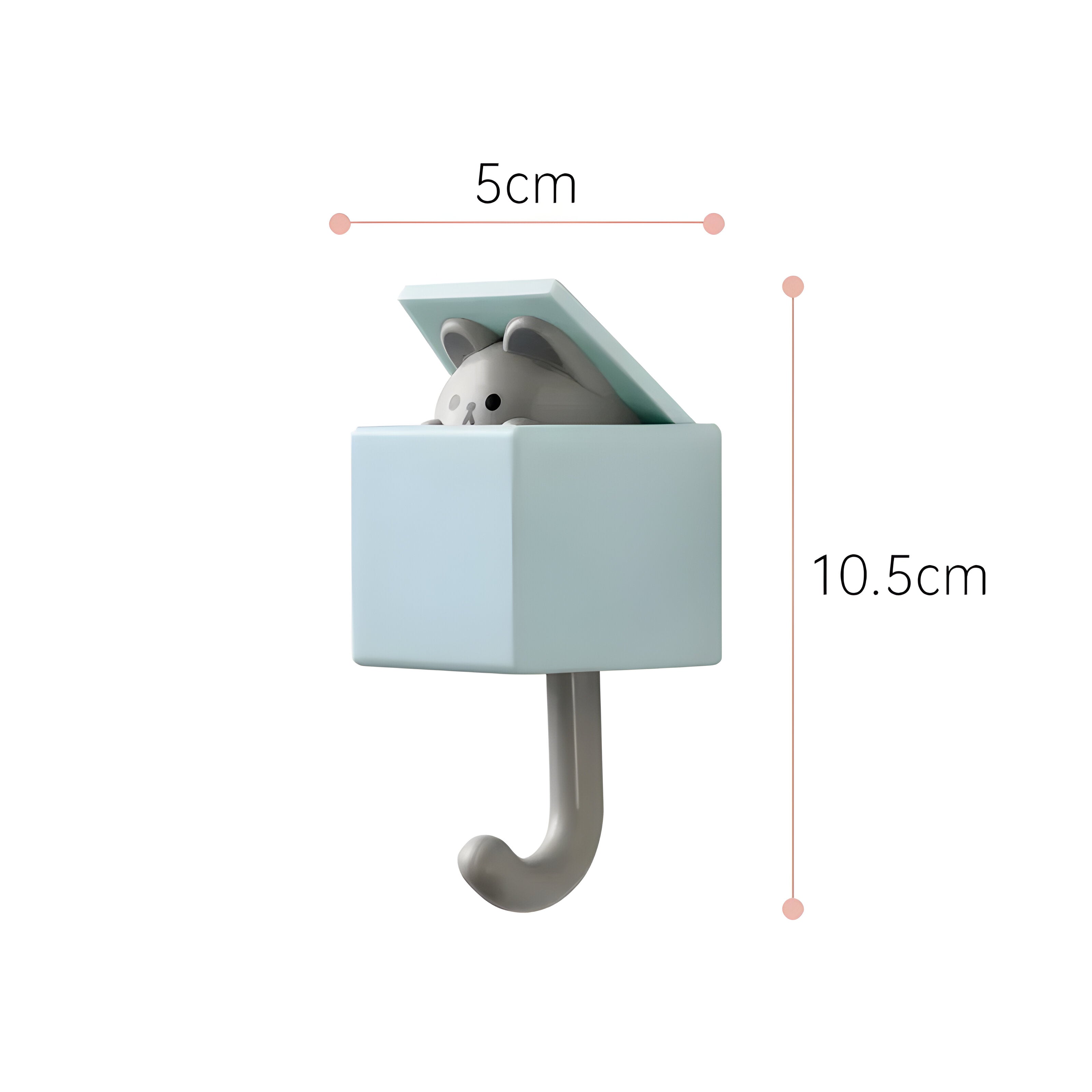 MeowGrip Haken – Selbstklebende Tier-Wandhaken für Schlüssel - Blaue Maus - Wandhaken