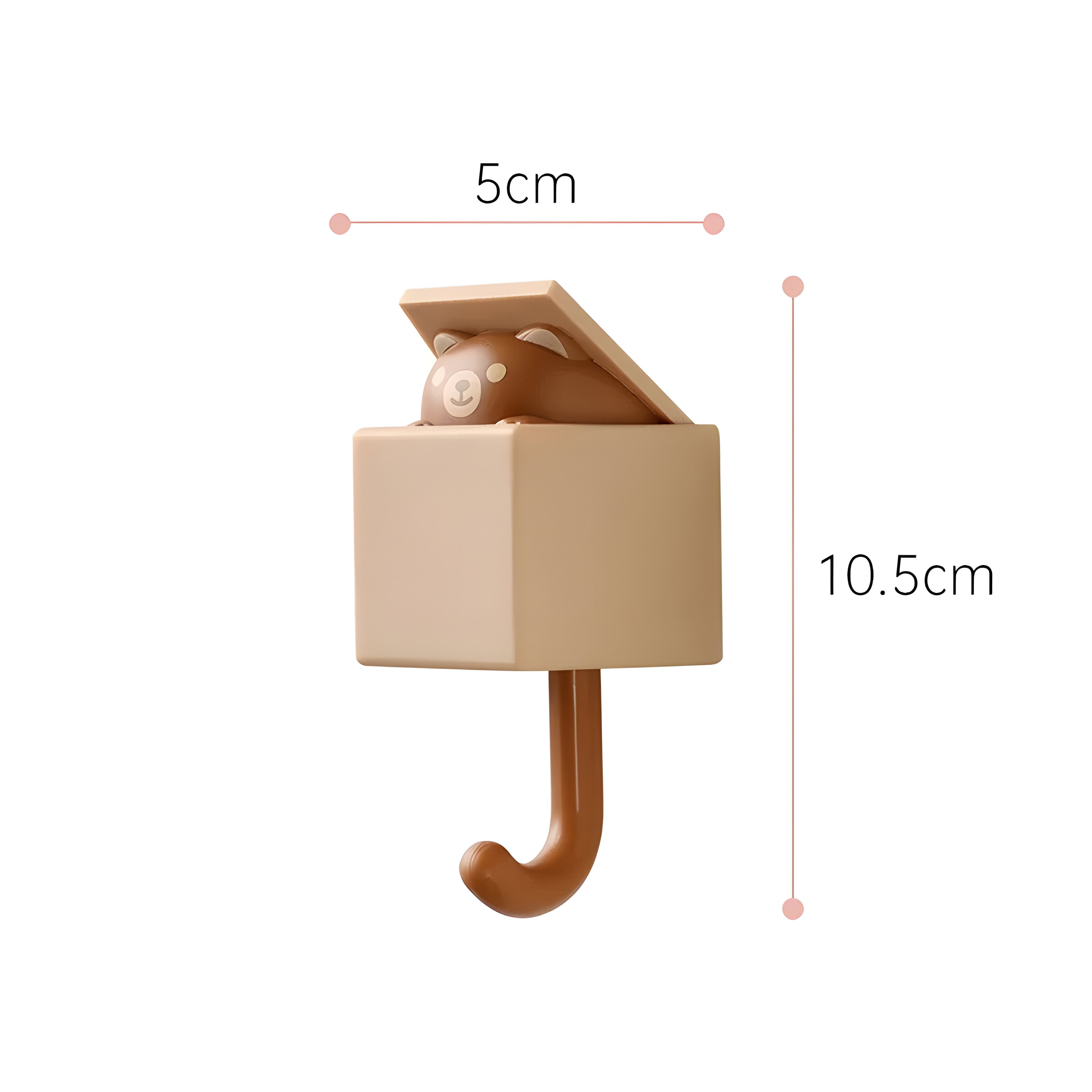 MeowGrip Haken – Selbstklebende Tier-Wandhaken für Schlüssel - Brauner Bär - Wandhaken