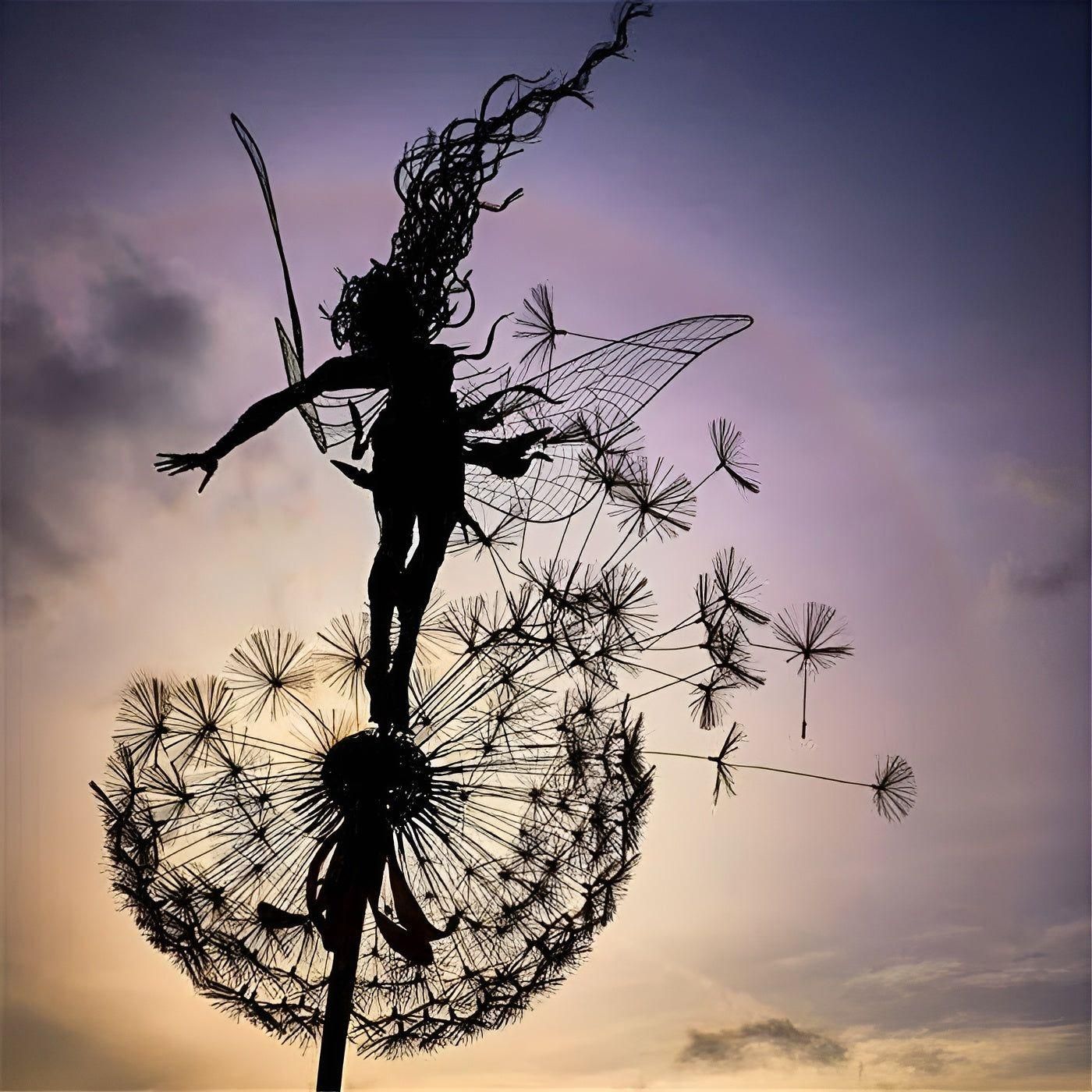 Metall-Pusteblume –Dekorative Filigrane Feen-Deko für Garten - Wind zum Fliegen - Wohnzubehör
