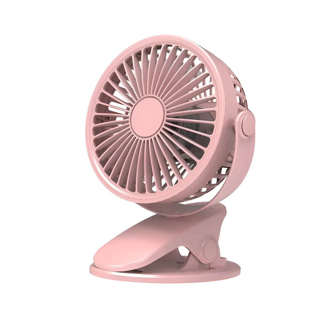 Mini-Klemmventilator – USB-Wiederaufladbar für Schreibtisch & Kinderwagen - Rosa - Tischventilator