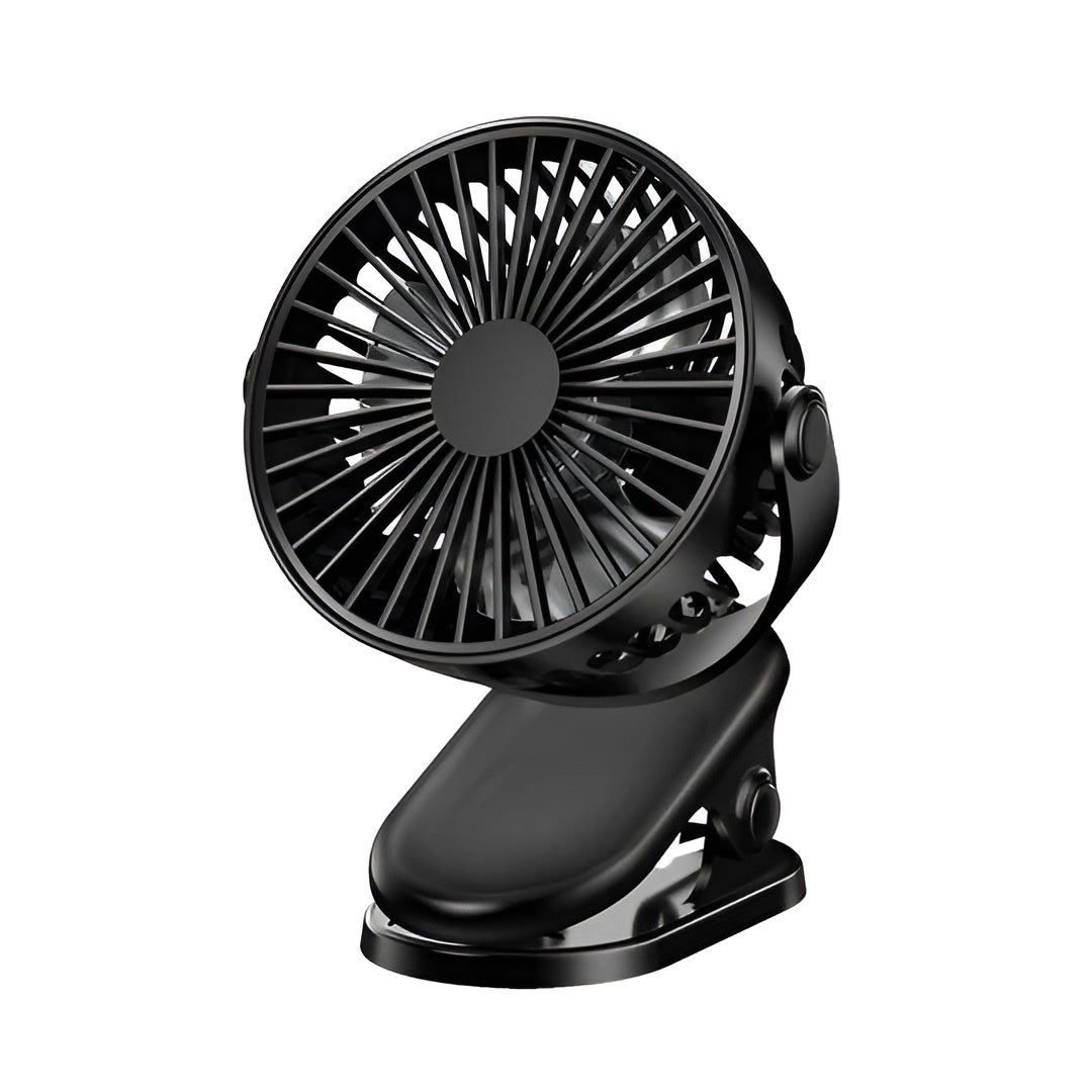 Mini-Klemmventilator – USB-Wiederaufladbar für Schreibtisch & Kinderwagen - Schwarz - Tischventilator