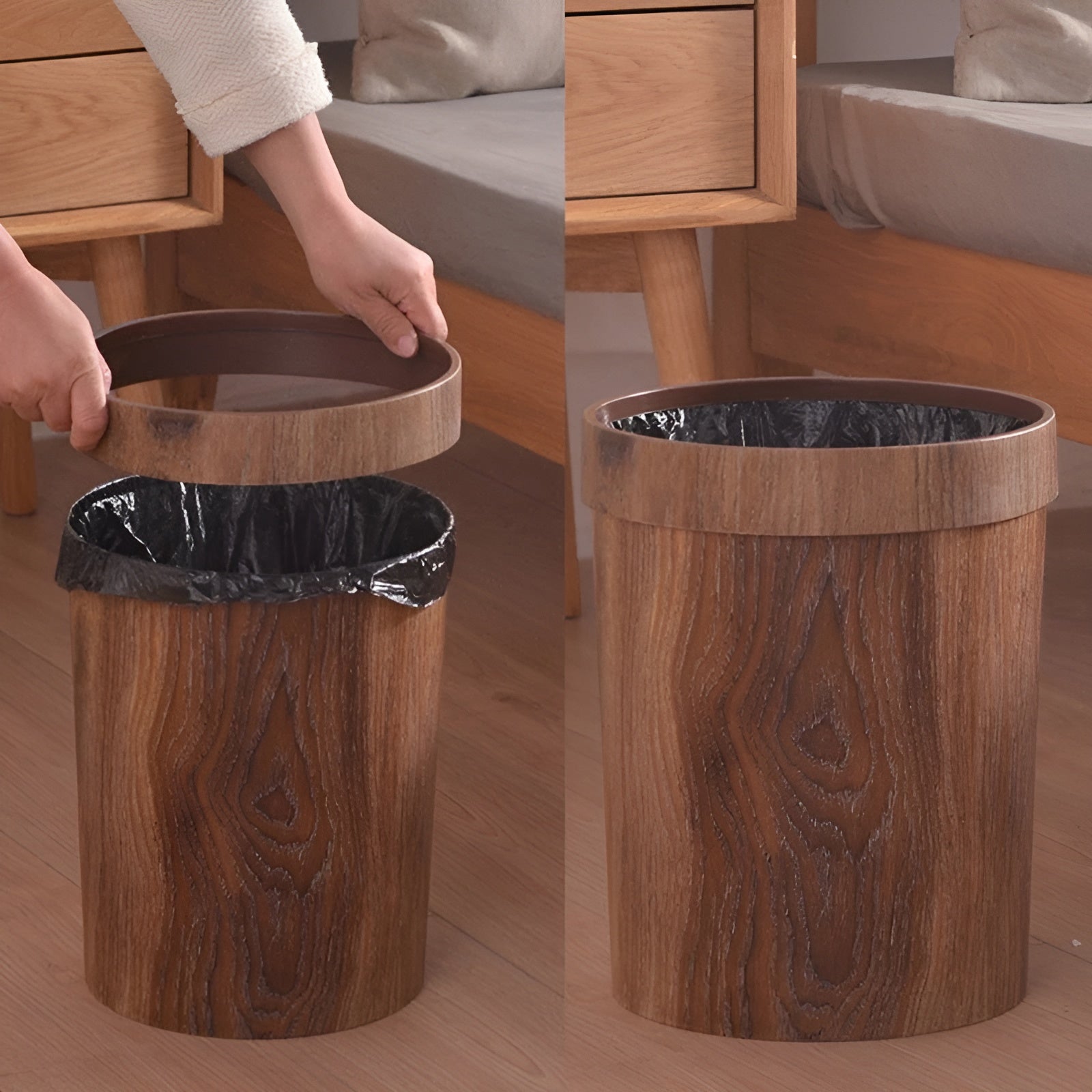 Minimalistischer Holz-Mülleimer – Stilvoller Design-Abfalleimer für moderne Wohnräume - Mülltonne