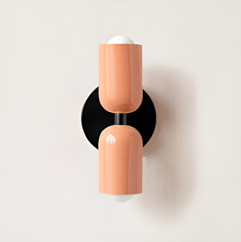 Moderne Wandleuchte mit doppelseitigem Vintage-Design - Lachs/Lachs/Schwarz / 12 cm x 20 cm - Wandleuchte