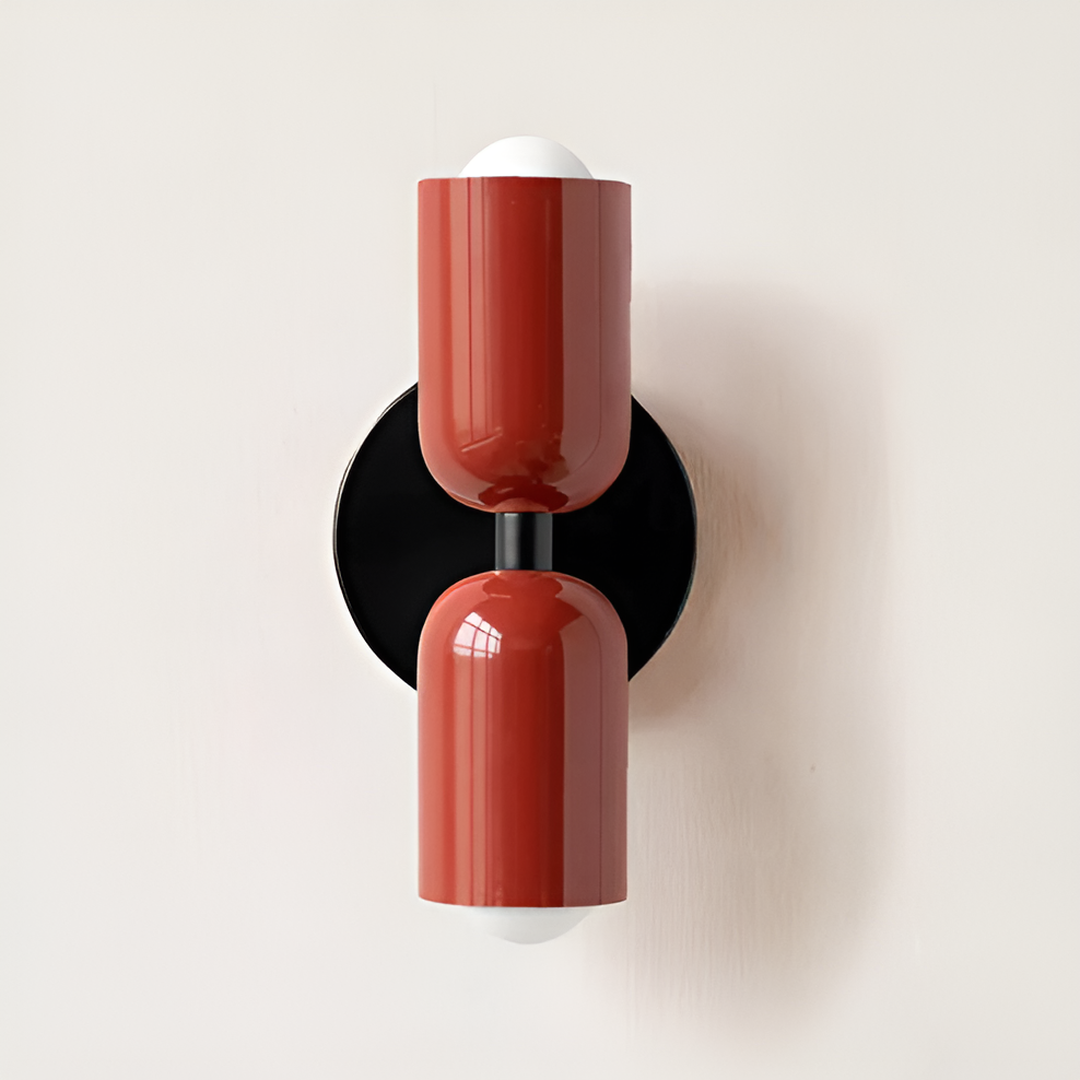 Moderne Wandleuchte mit doppelseitigem Vintage-Design - Rot/Rot/Schwarz / 12 cm x 20 cm - Wandleuchte