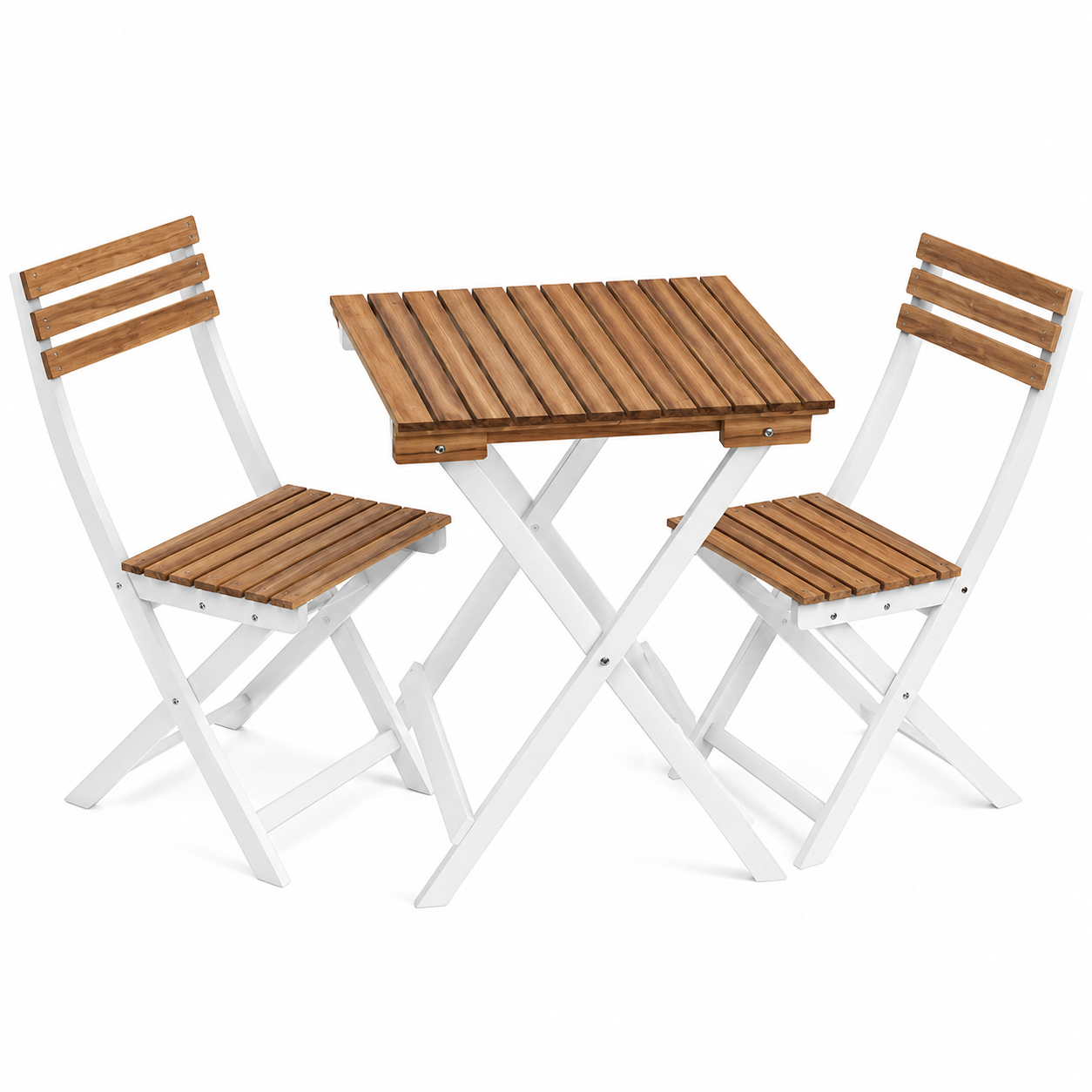 Morning Star Gartenmöbel-Set 3-teilig – Klappbar Massives Akazienholz Bistro-Set - Braun - Gartenmöbel-Set