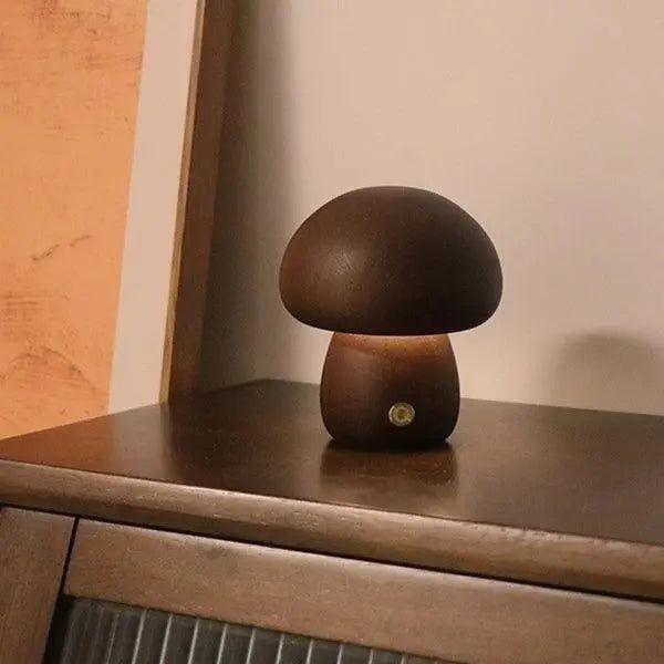 Mushroom Lamp - Pilz Nachttischleuchte - Nussbaum / D - Tischlampe