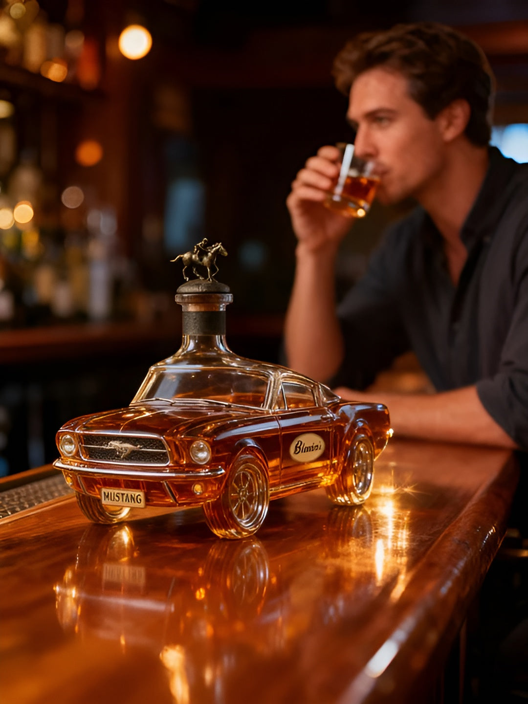 Mustang Whiskey-Dekanter aus Glas – Edle Karaffe im Sportwagen-Design - Dekanter
