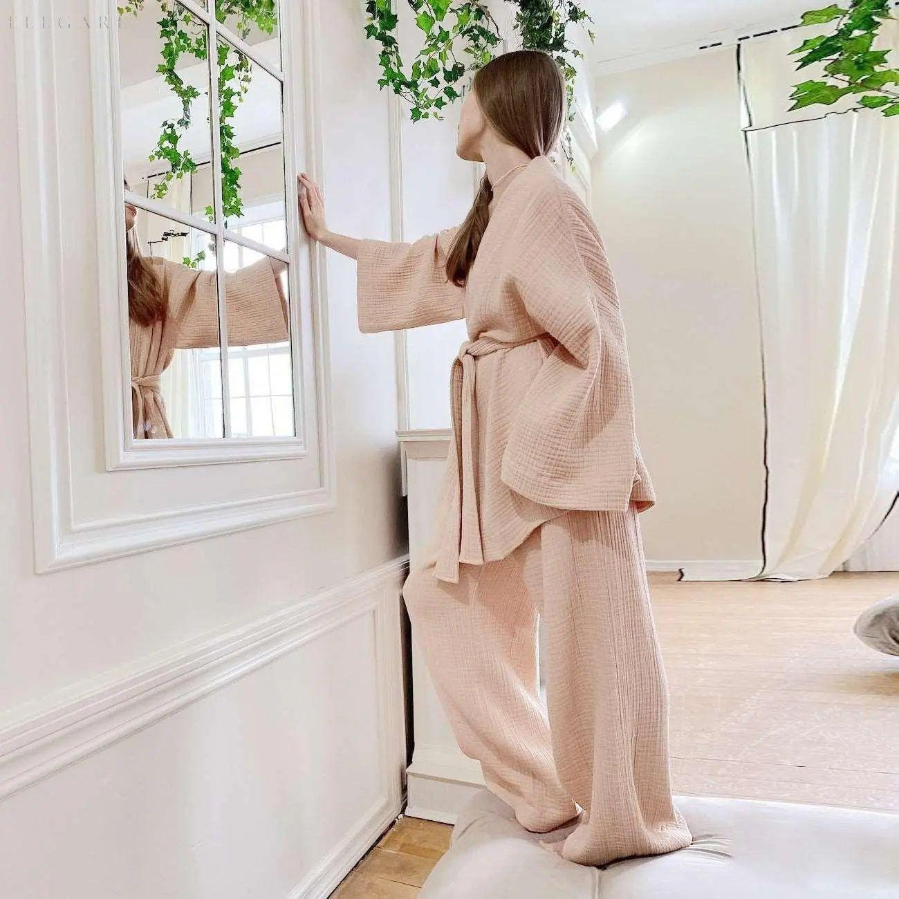 Nedasa Kimono – Pyjama aus 100 % Baumwolle - Damen-Set
