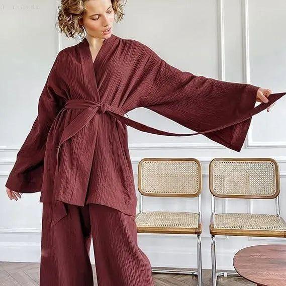 Nedasa Kimono – Pyjama aus 100 % Baumwolle - Damen-Set