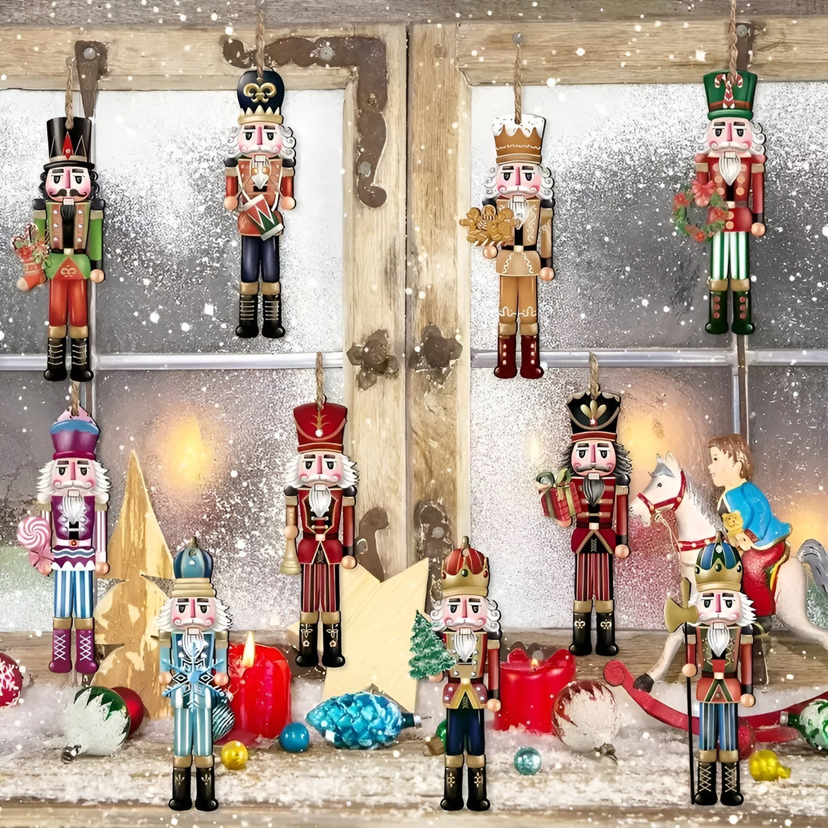 Nussknacker Figuren aus Holz – 12er Set | Perfekt für Weihnachtsbaum & Deko - Saisonale Dekoration