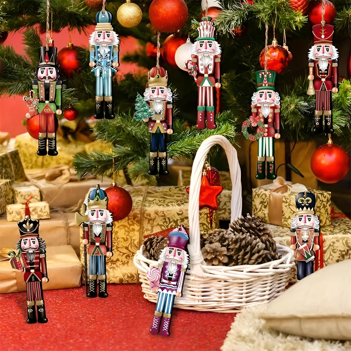 Nussknacker Figuren aus Holz – 12er Set | Perfekt für Weihnachtsbaum & Deko - Saisonale Dekoration