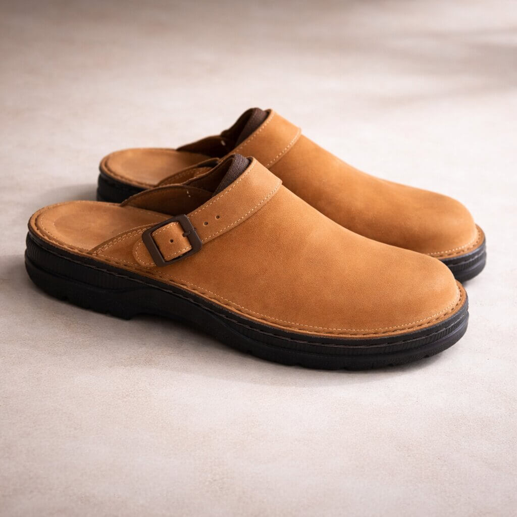 Orthopädische Slipper in Schwarz – Frontansicht