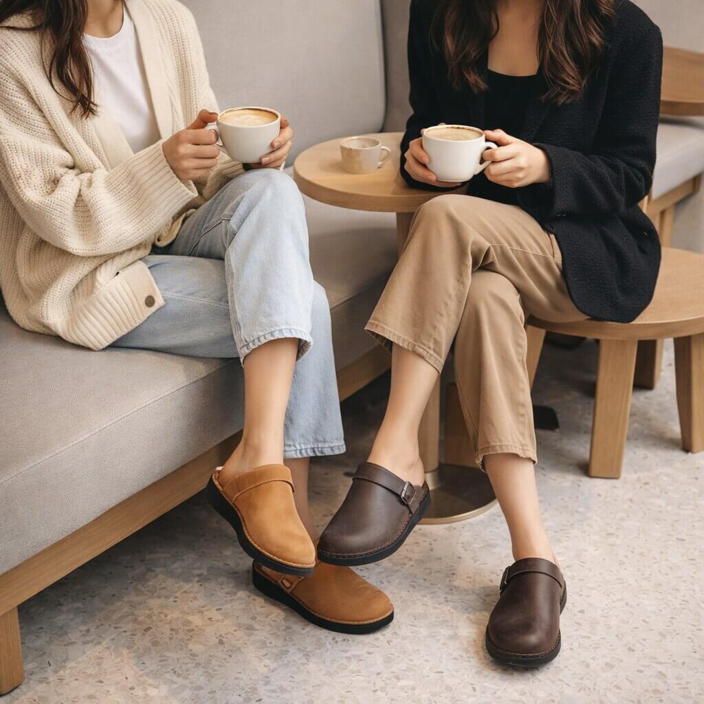 Orthopädische Slipper mit rutschfester Laufsohle – Detailansicht